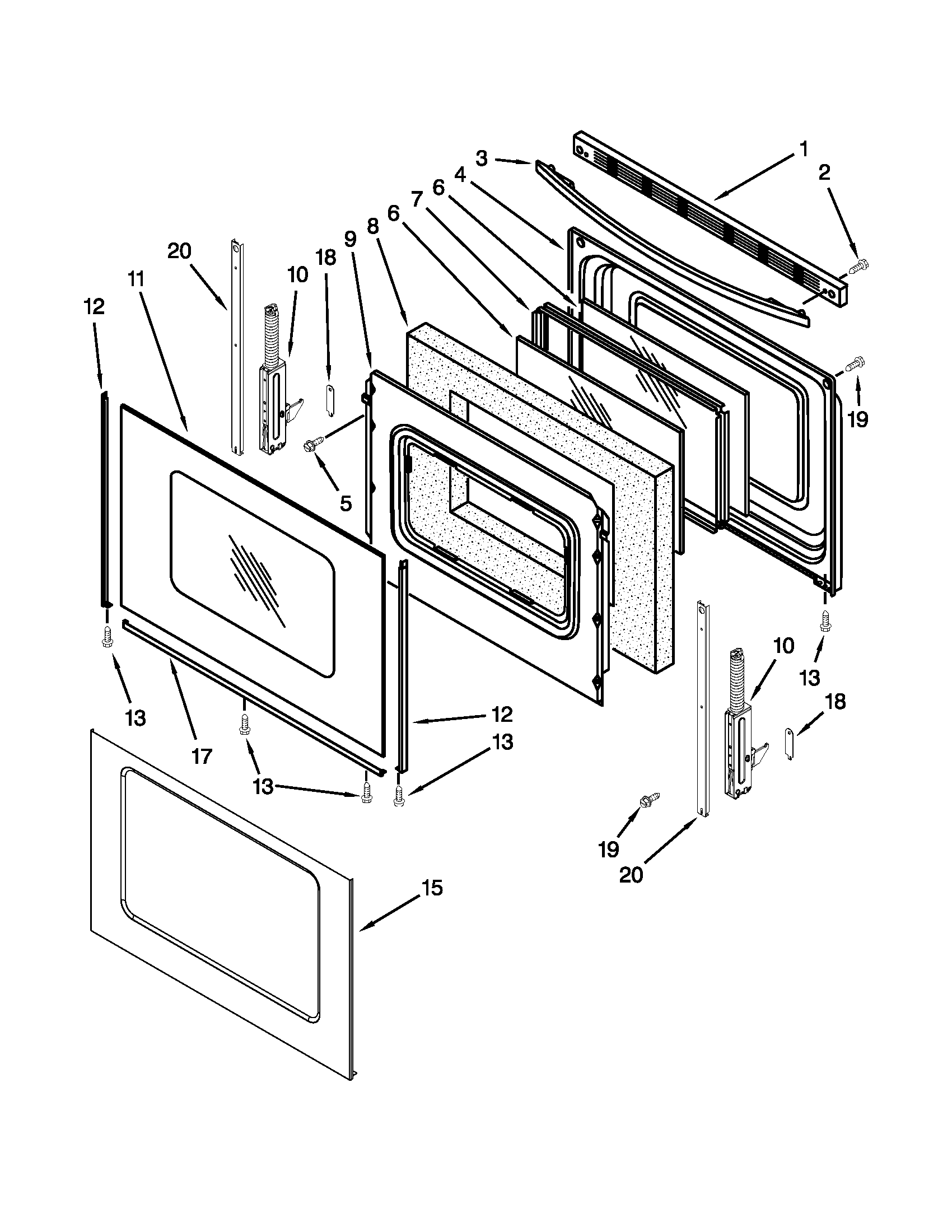 Maytag MGR7662WS2 door parts diagram