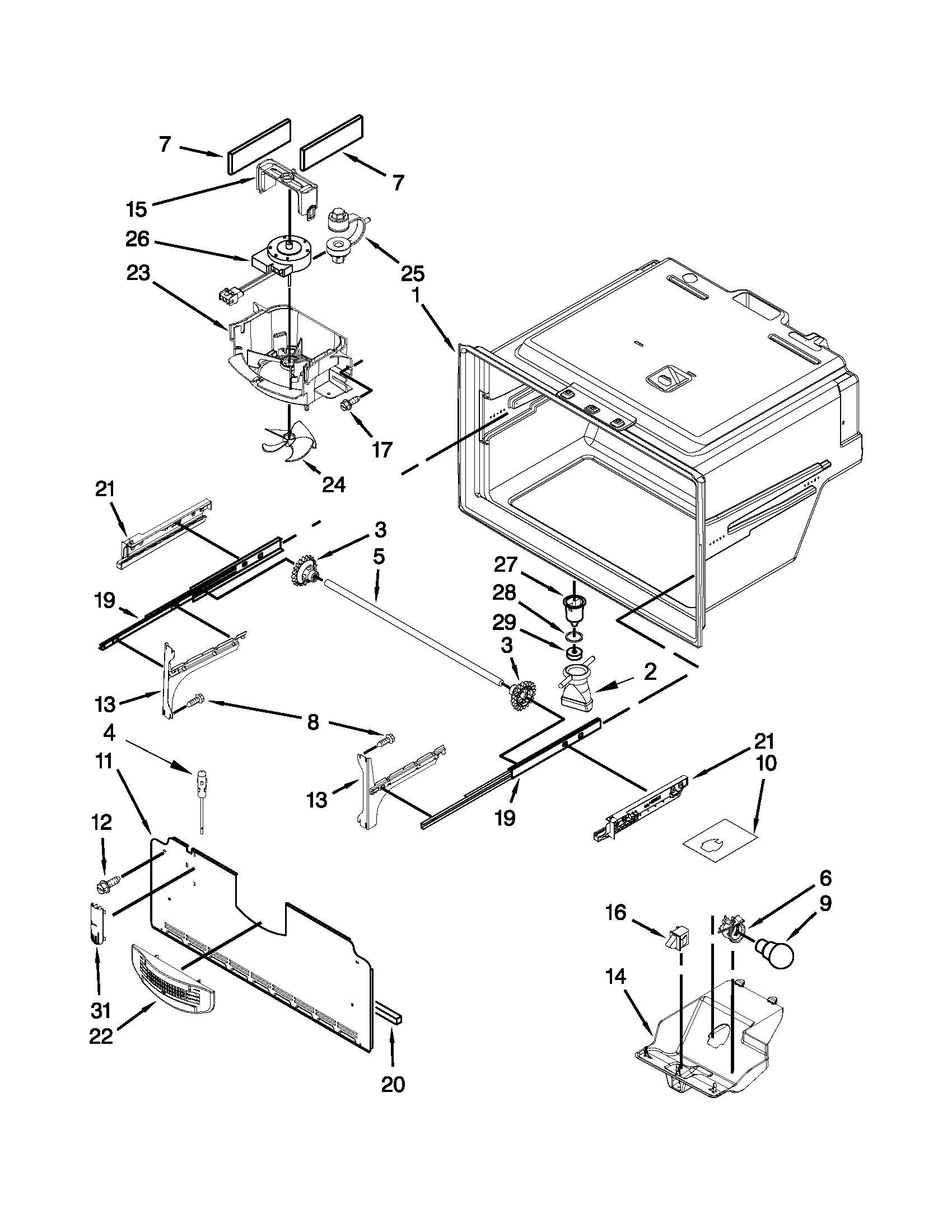 Jenn-Air JFI2089AEP13 freezer liner parts diagram