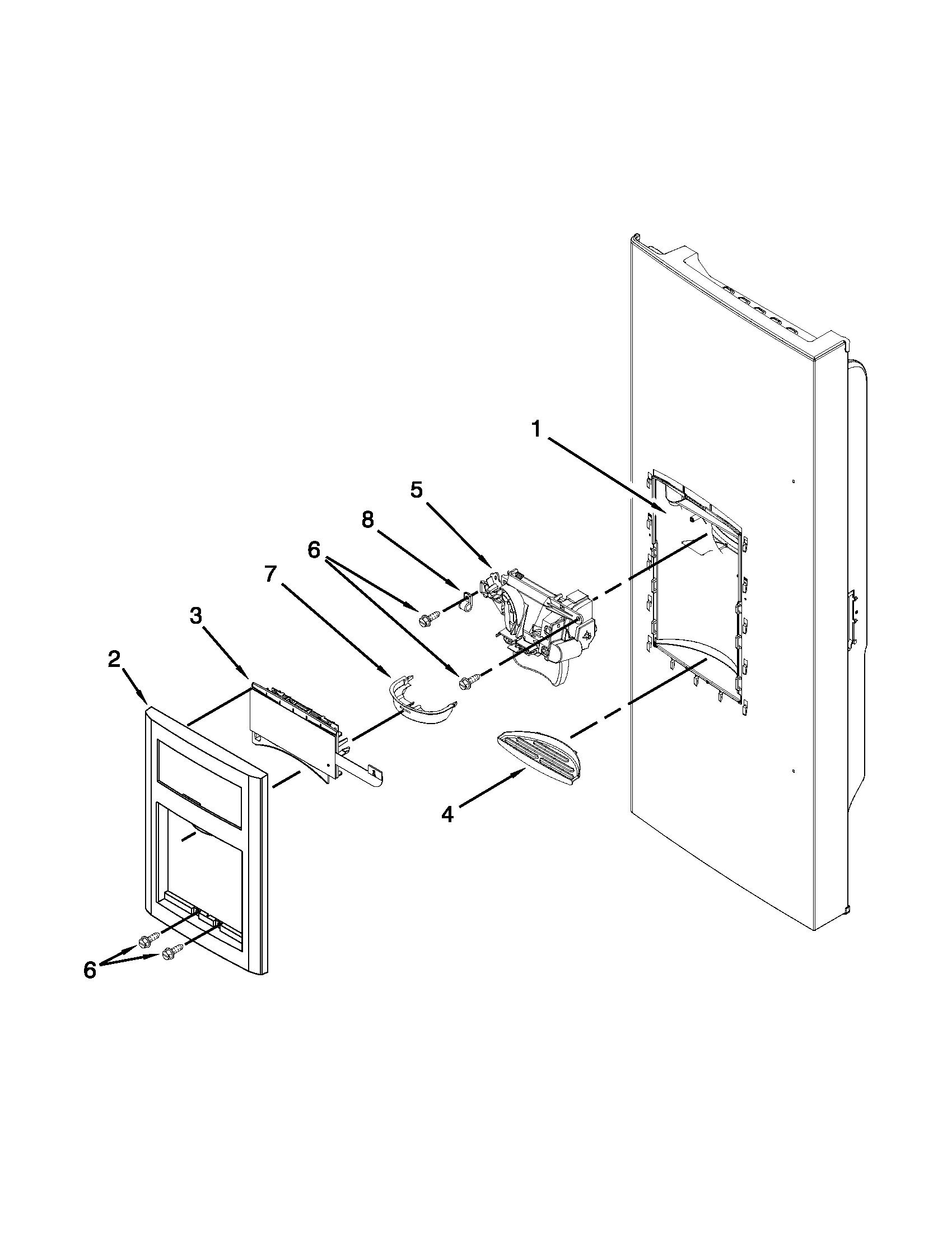 Jenn-Air JFI2089AEP13 dispenser front parts diagram