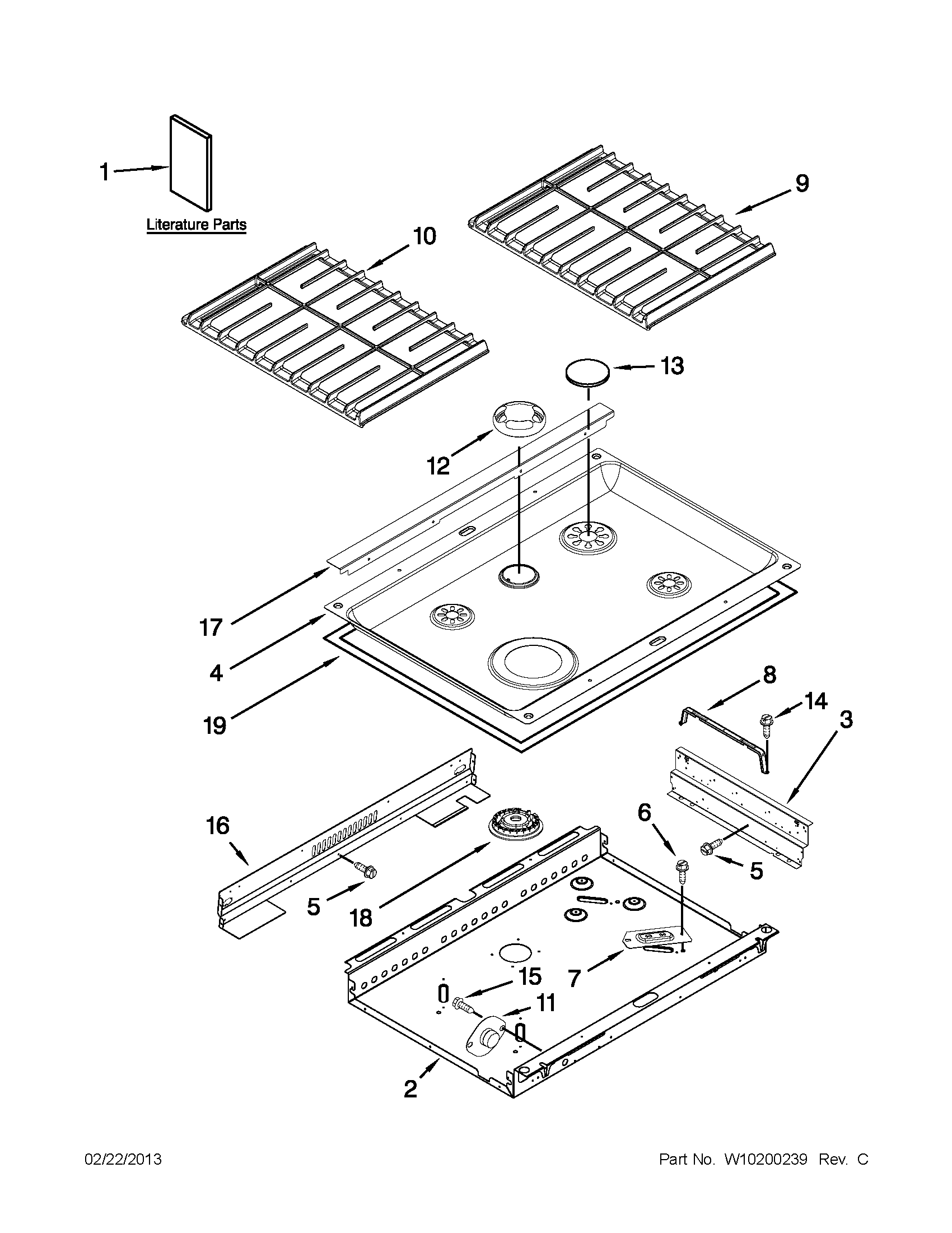 KitchenAid KGSK901SSS01 cooktop parts diagram
