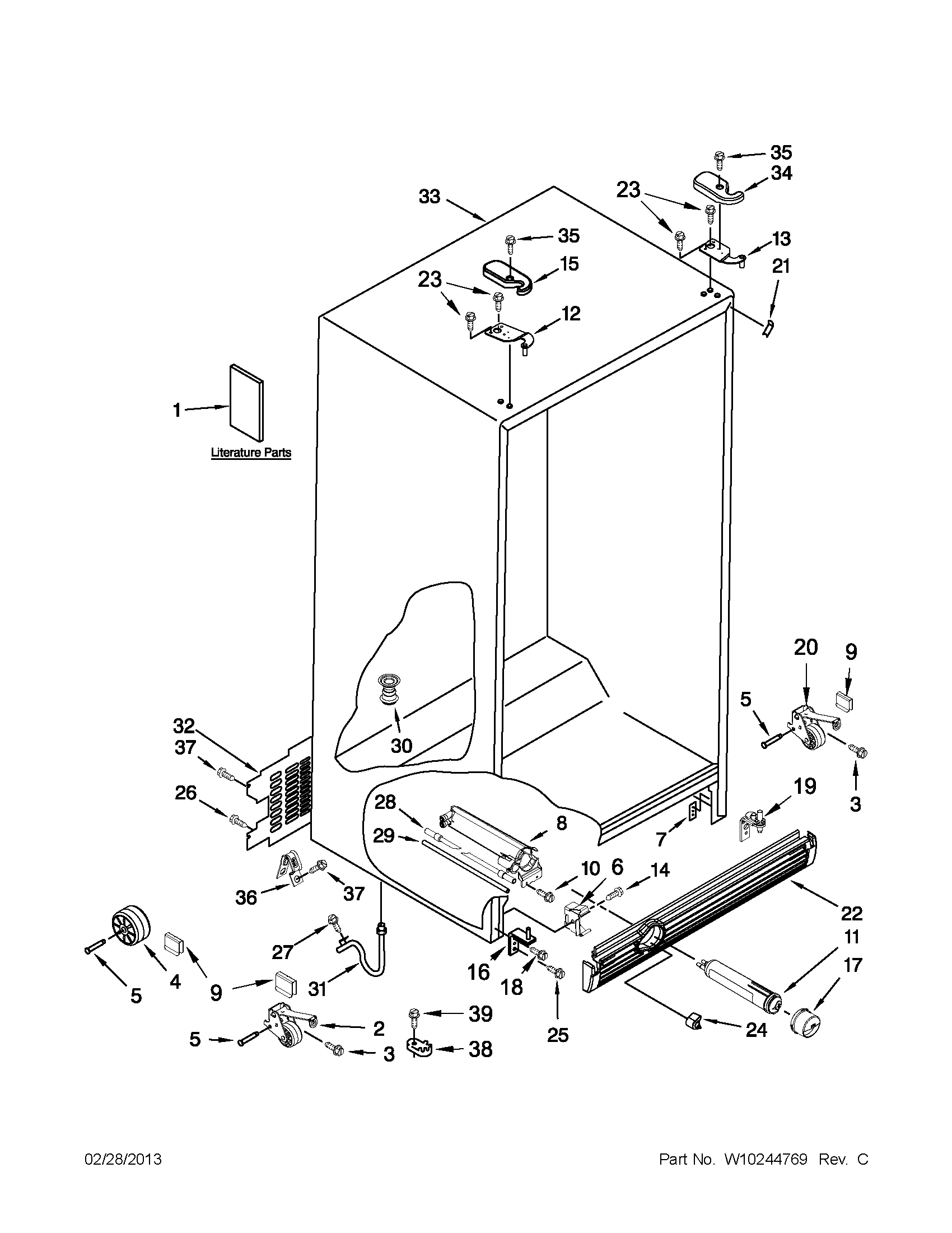 Whirlpool ED2VHEXVB01 cabinet parts diagram