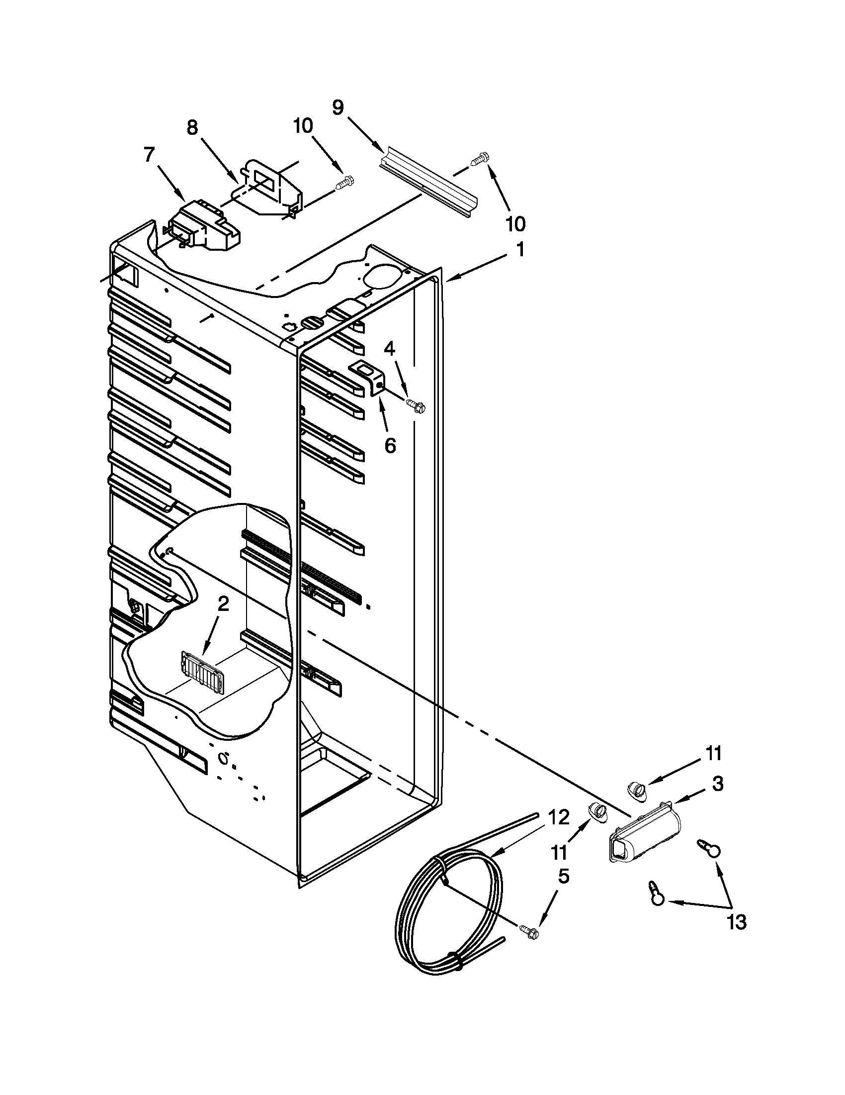 Whirlpool ED2VHEXVB01 refrigerator liner parts diagram