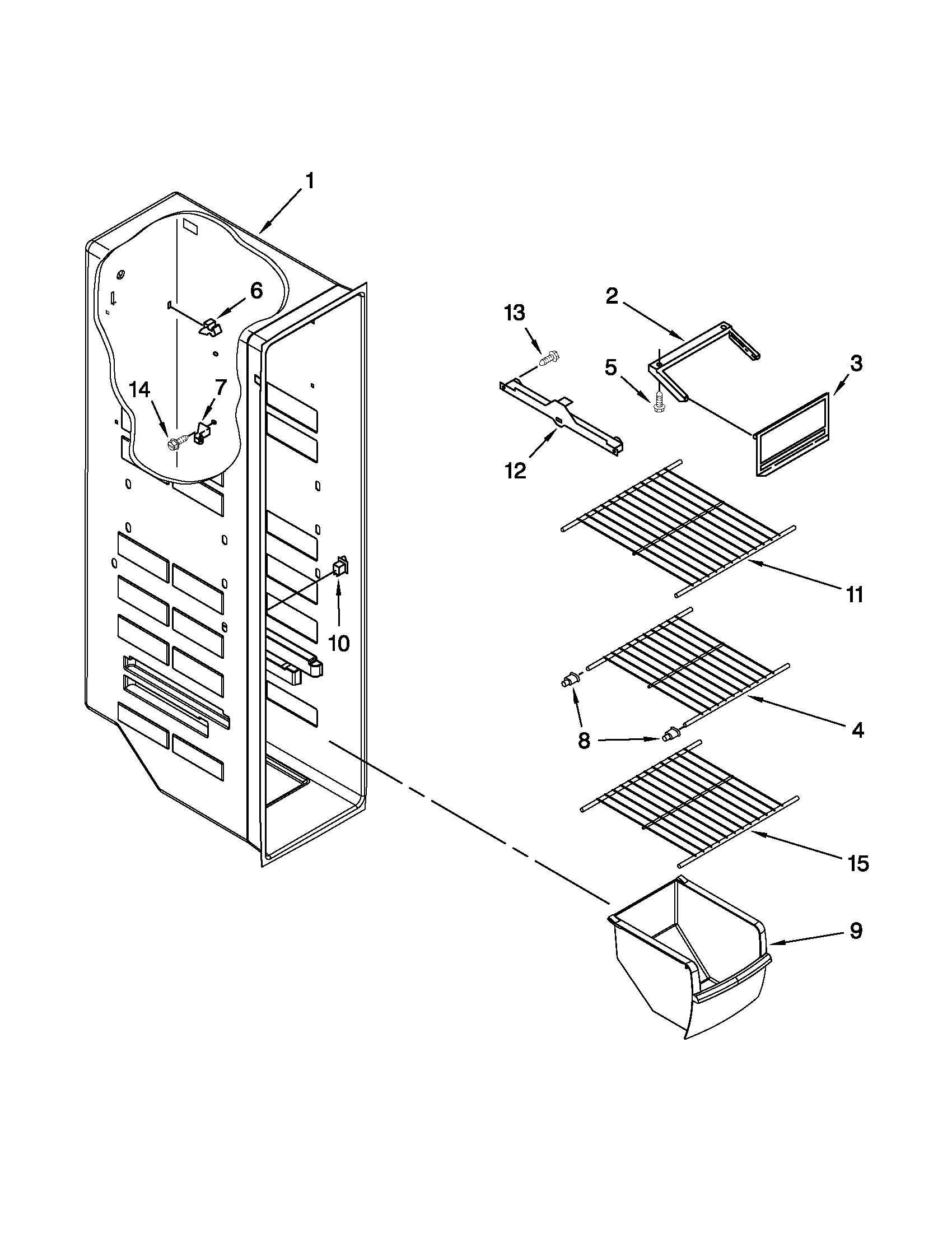 Whirlpool ED2VHEXVB01 freezer liner parts diagram