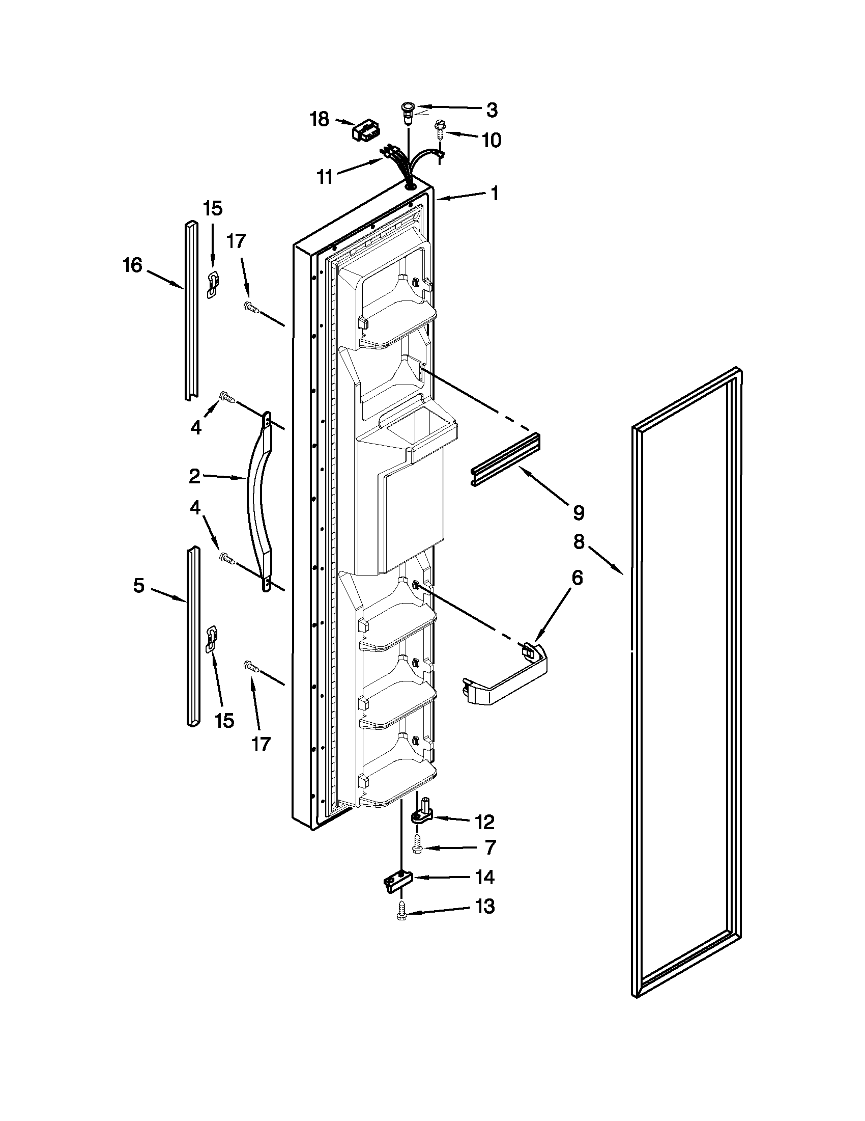 Whirlpool ED2VHEXVB01 freezer door diagram