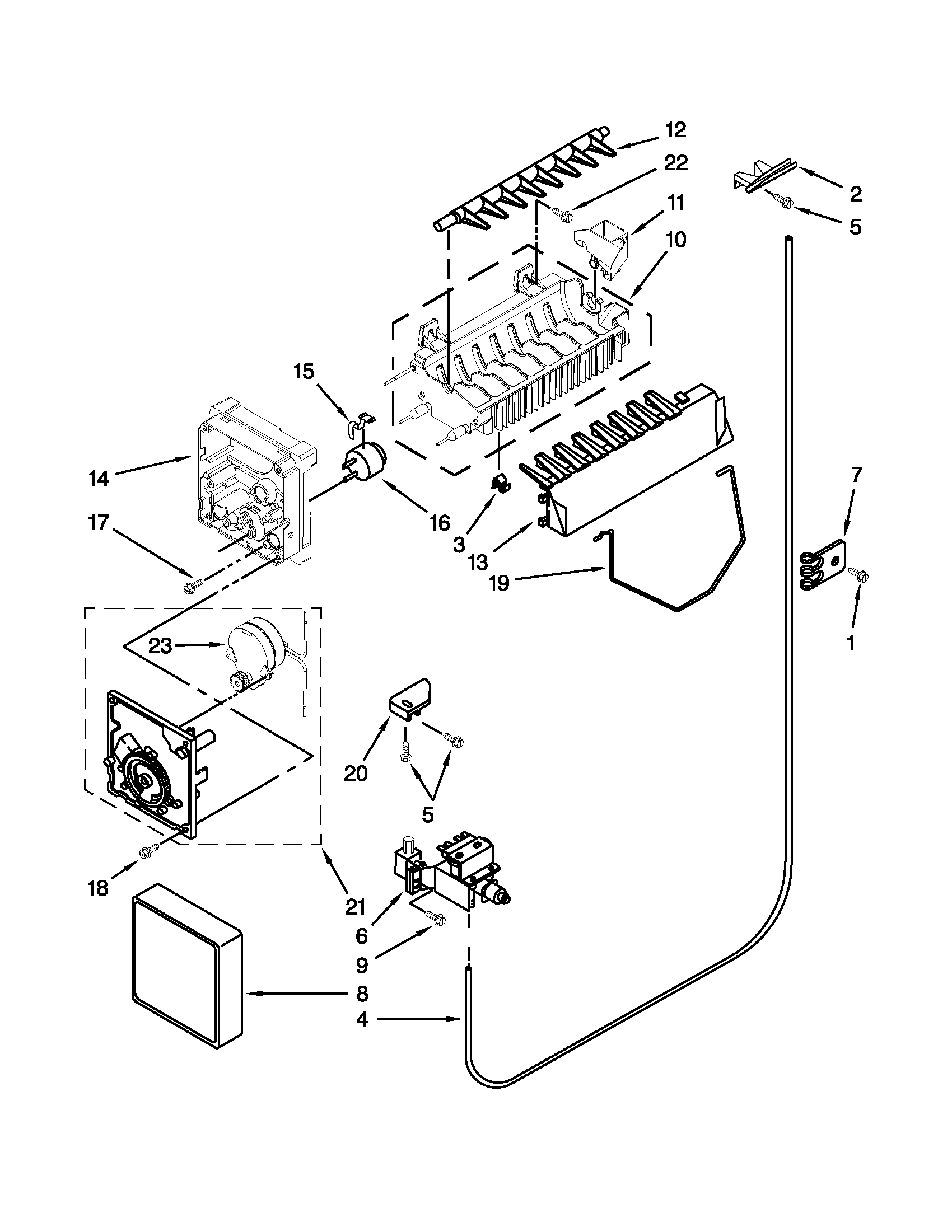 Whirlpool ED2VHEXVB01 icemaker parts diagram