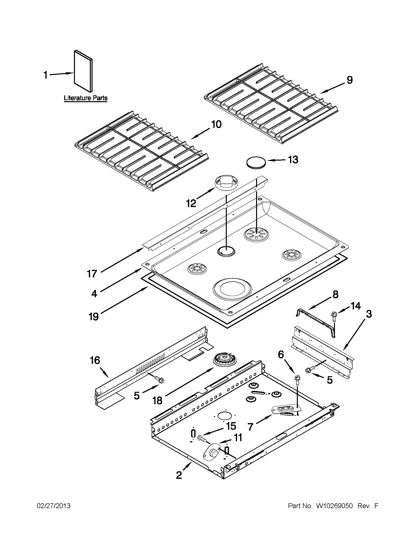 KitchenAid KGSK901SWH02 cooktop parts diagram