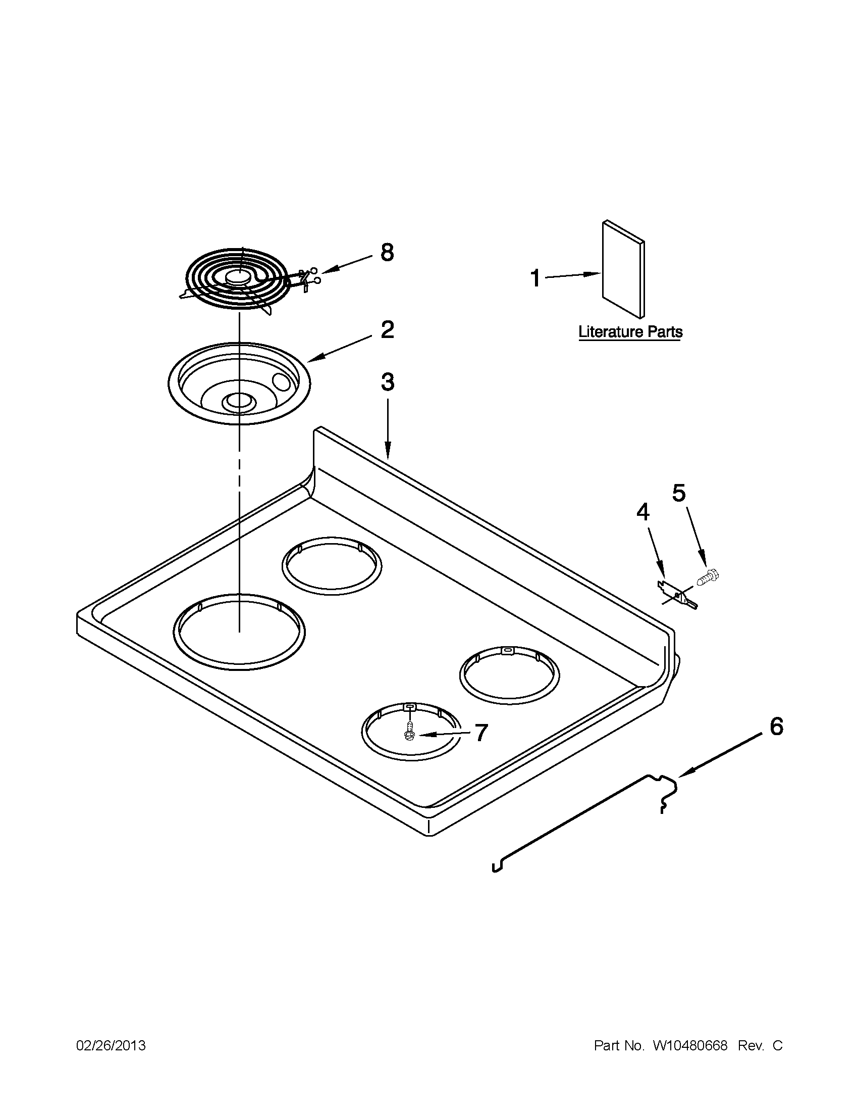 Whirlpool WFC130M0AB0 cooktop parts diagram