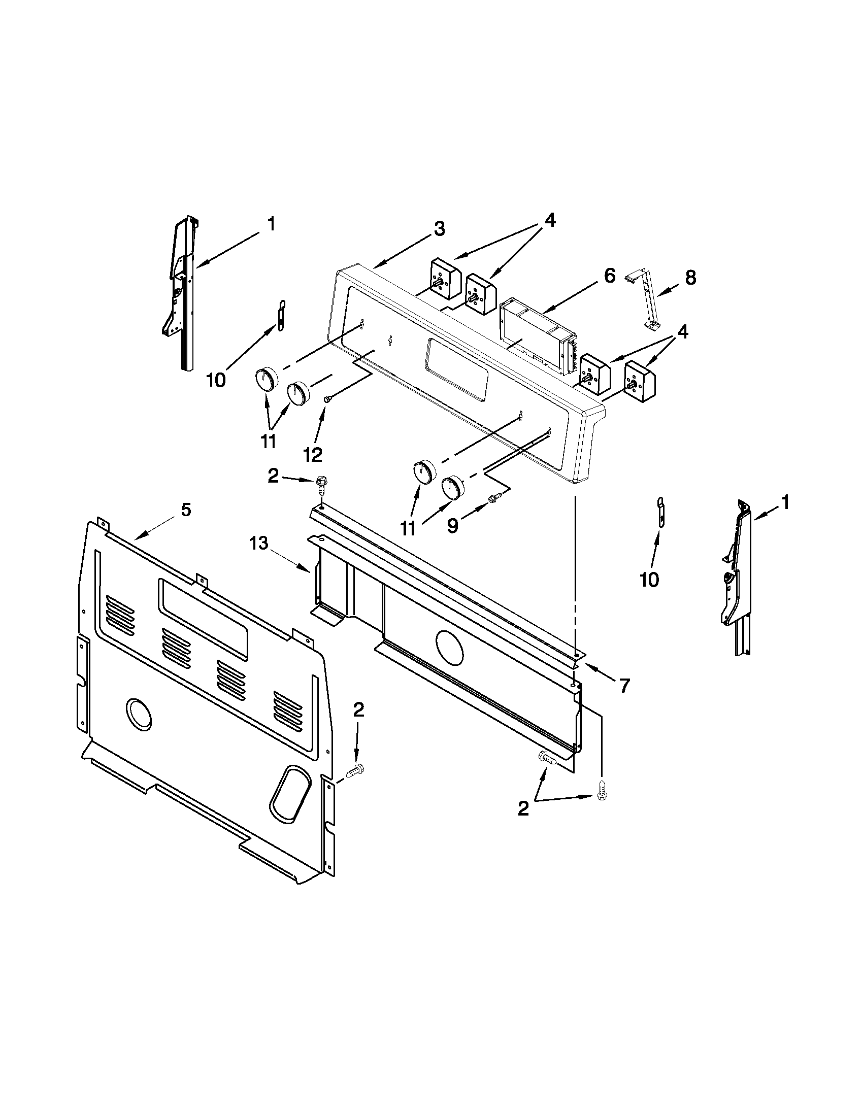 Whirlpool WFC130M0AB0 control panel parts diagram