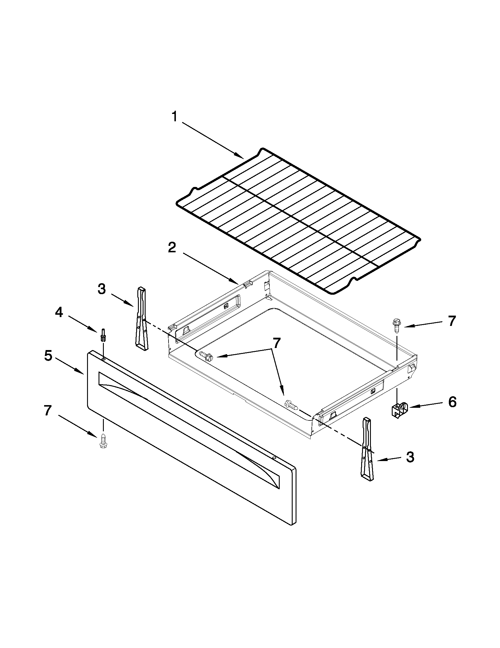 Whirlpool WFC130M0AB0 drawer & broiler parts diagram