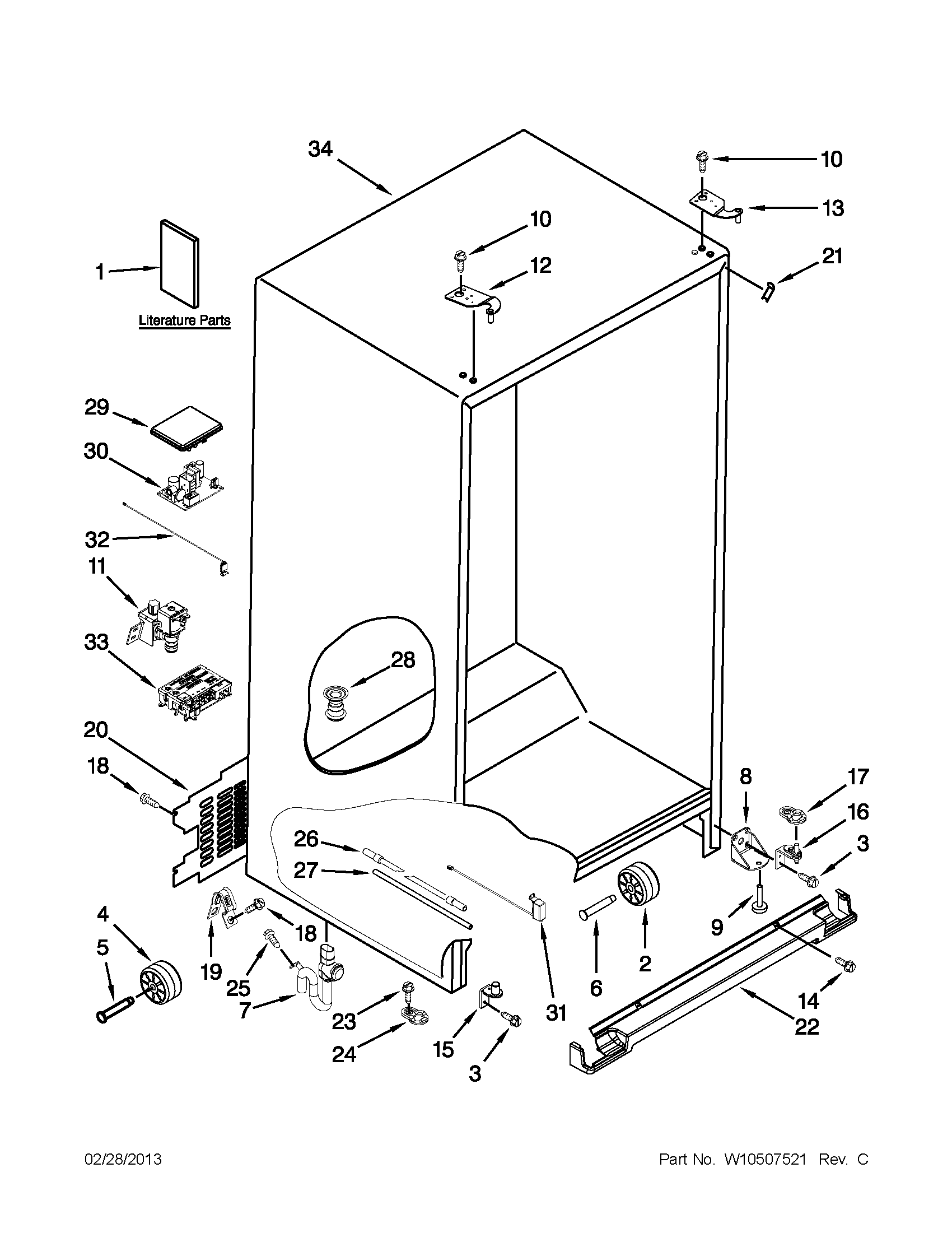 Whirlpool WRL767SIAM00 cabinet parts diagram