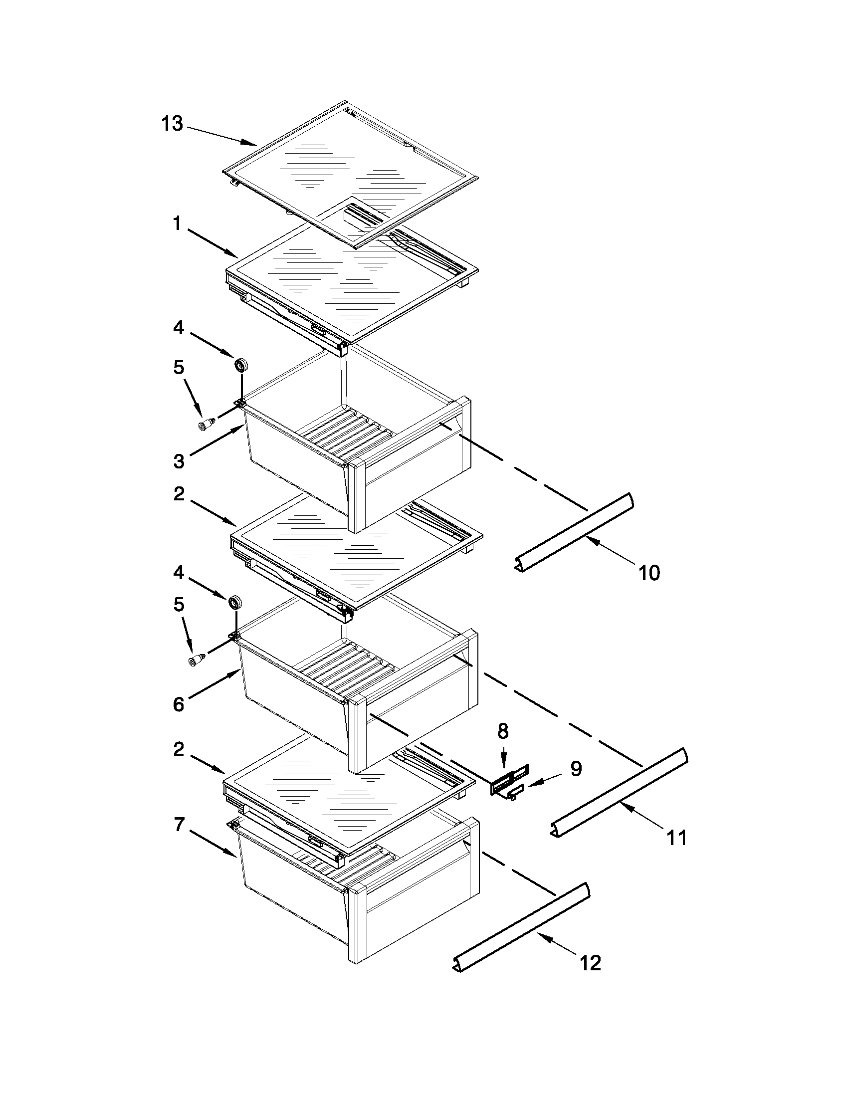 Whirlpool WRL767SIAM00 refrigerator shelf parts diagram