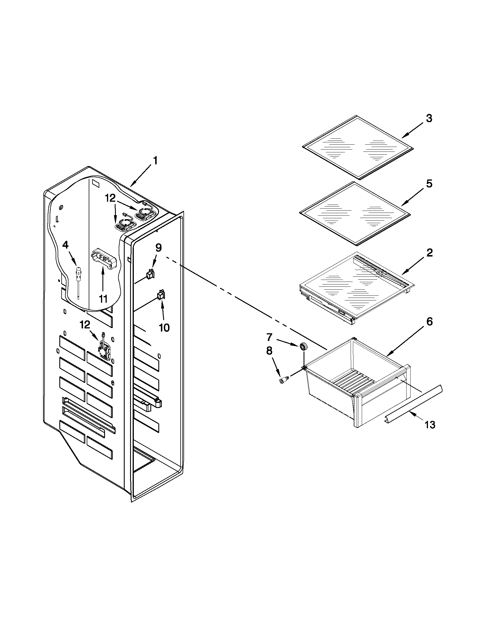 Whirlpool WRL767SIAM00 freezer liner parts diagram
