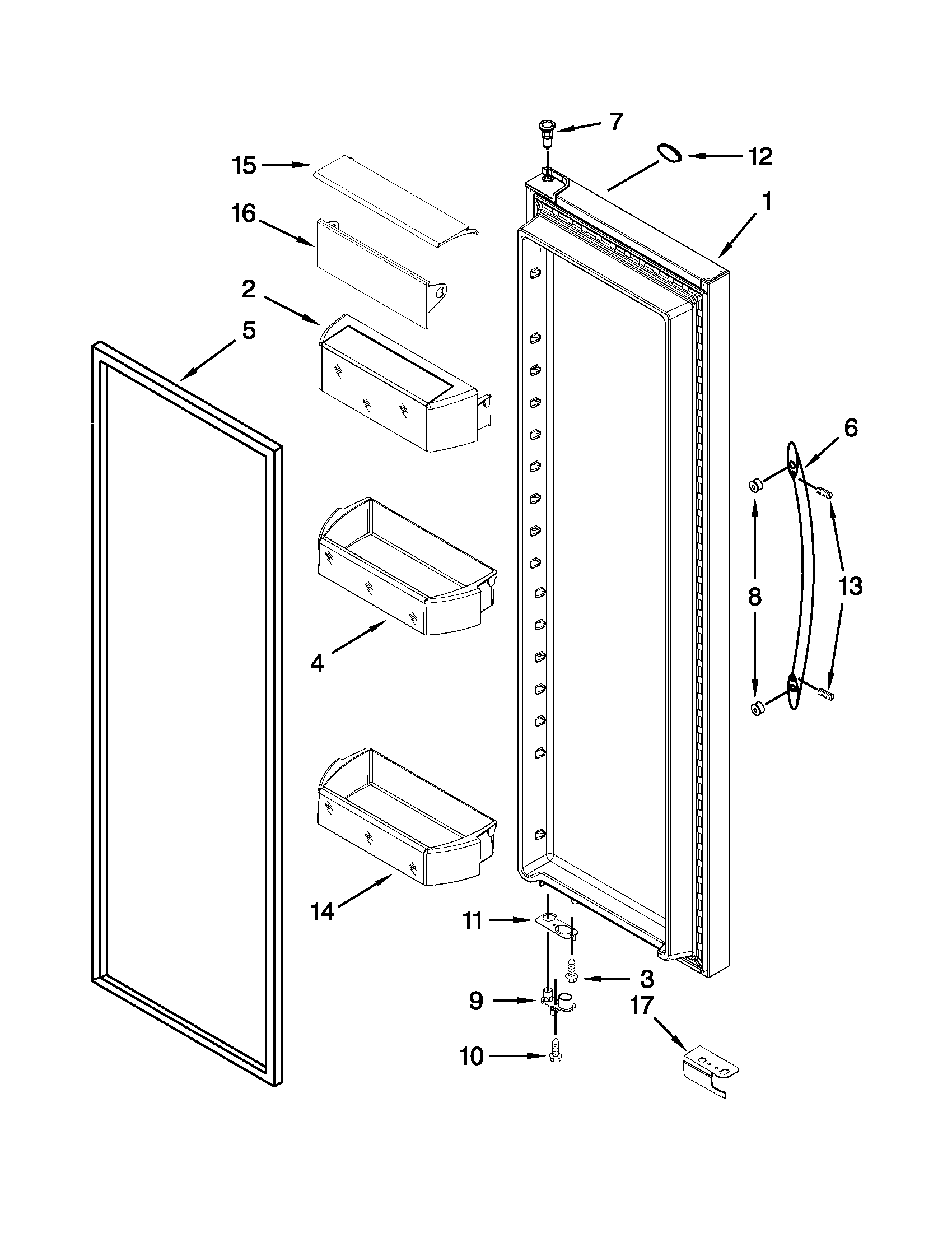 Whirlpool WRL767SIAM00 refrigerator door diagram