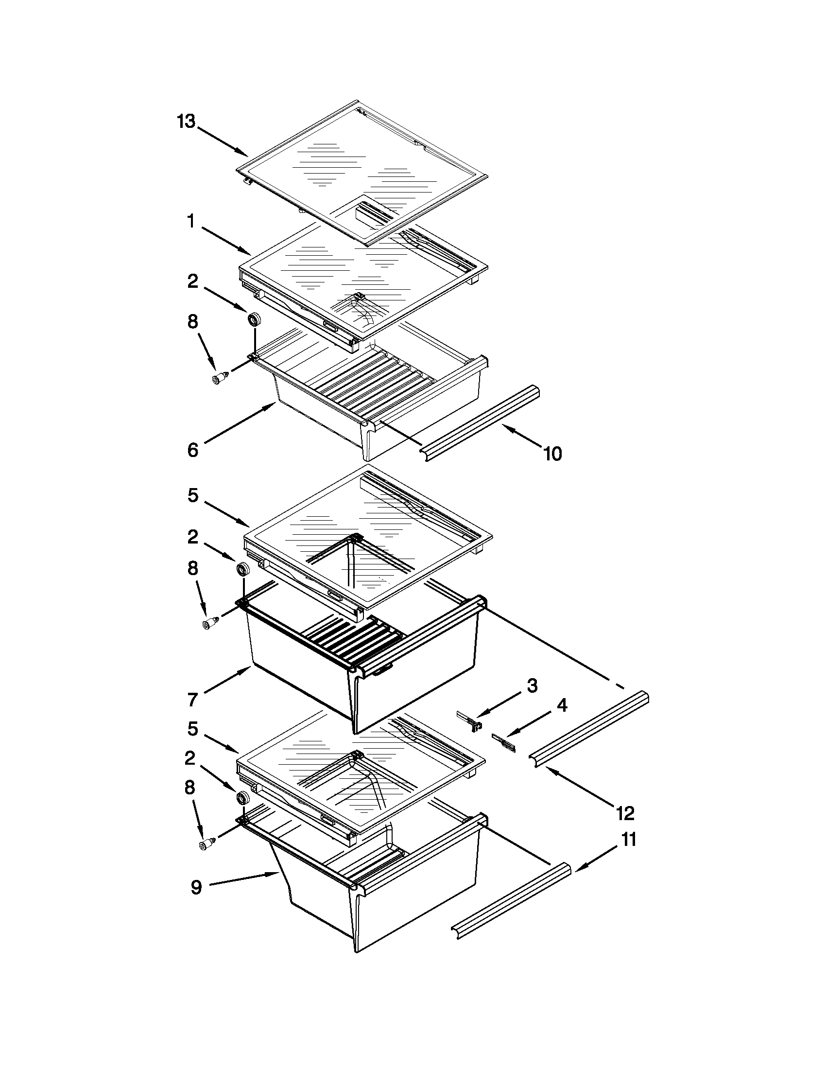 Whirlpool WRS537SIAB00 refrigerator shelf parts diagram