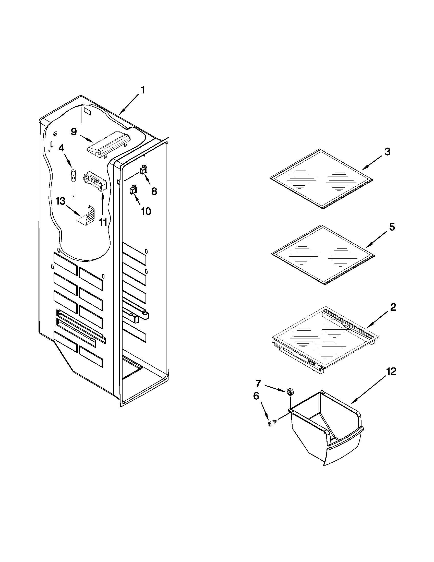 Whirlpool WRS537SIAB00 freezer liner parts diagram