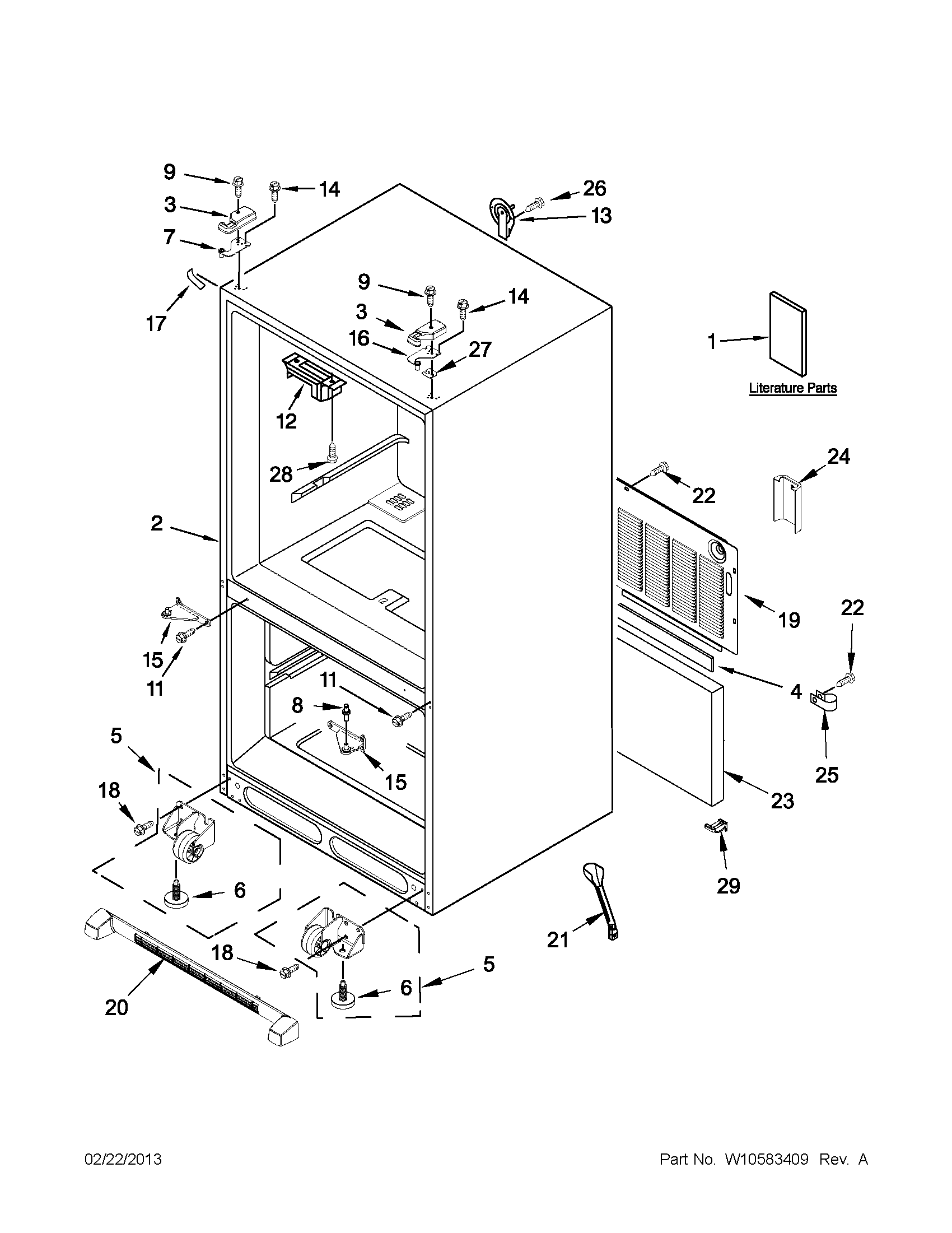 Whirlpool GX2FHDXVQ06 cabinet parts diagram