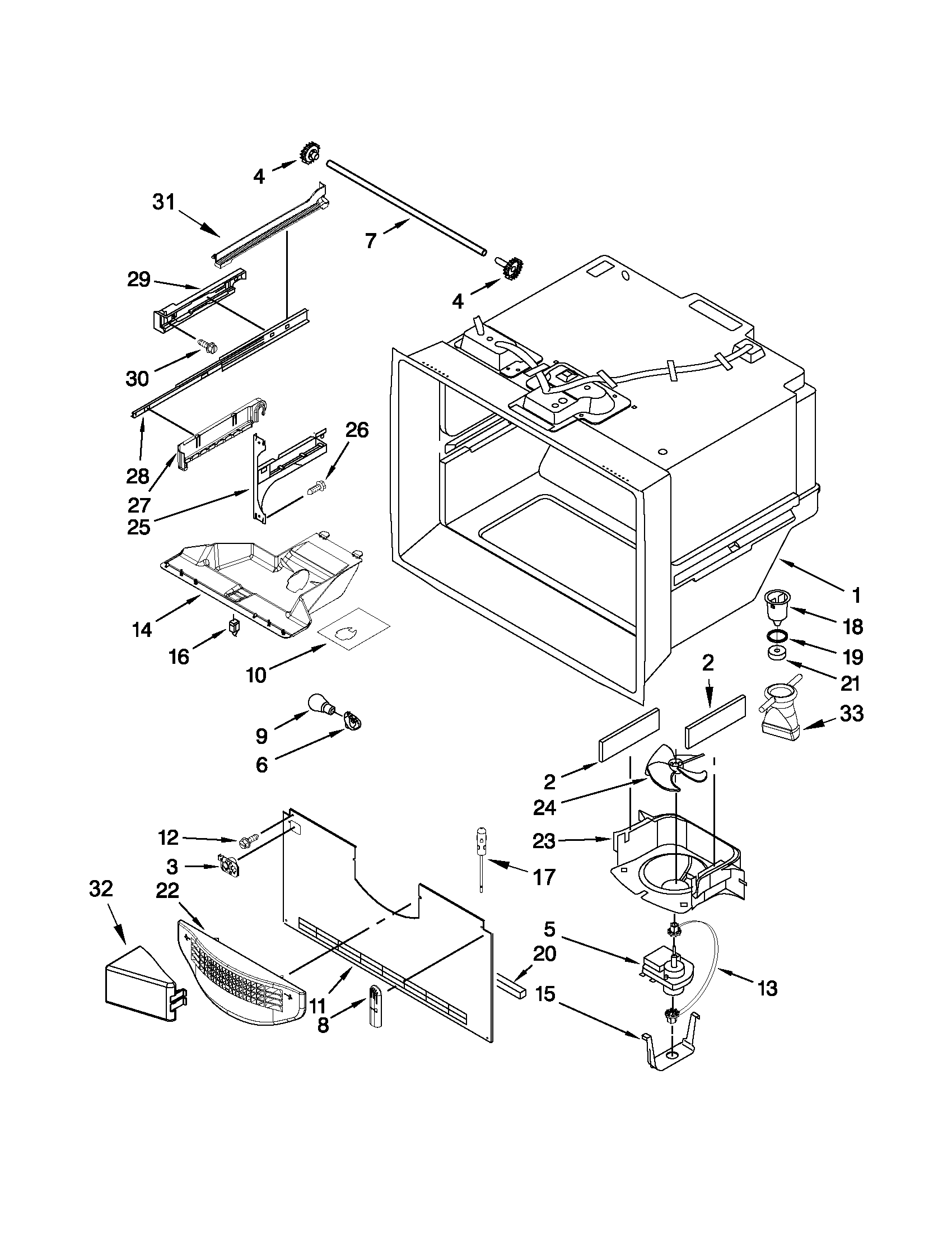 Whirlpool GX2FHDXVQ06 freezer liner parts diagram