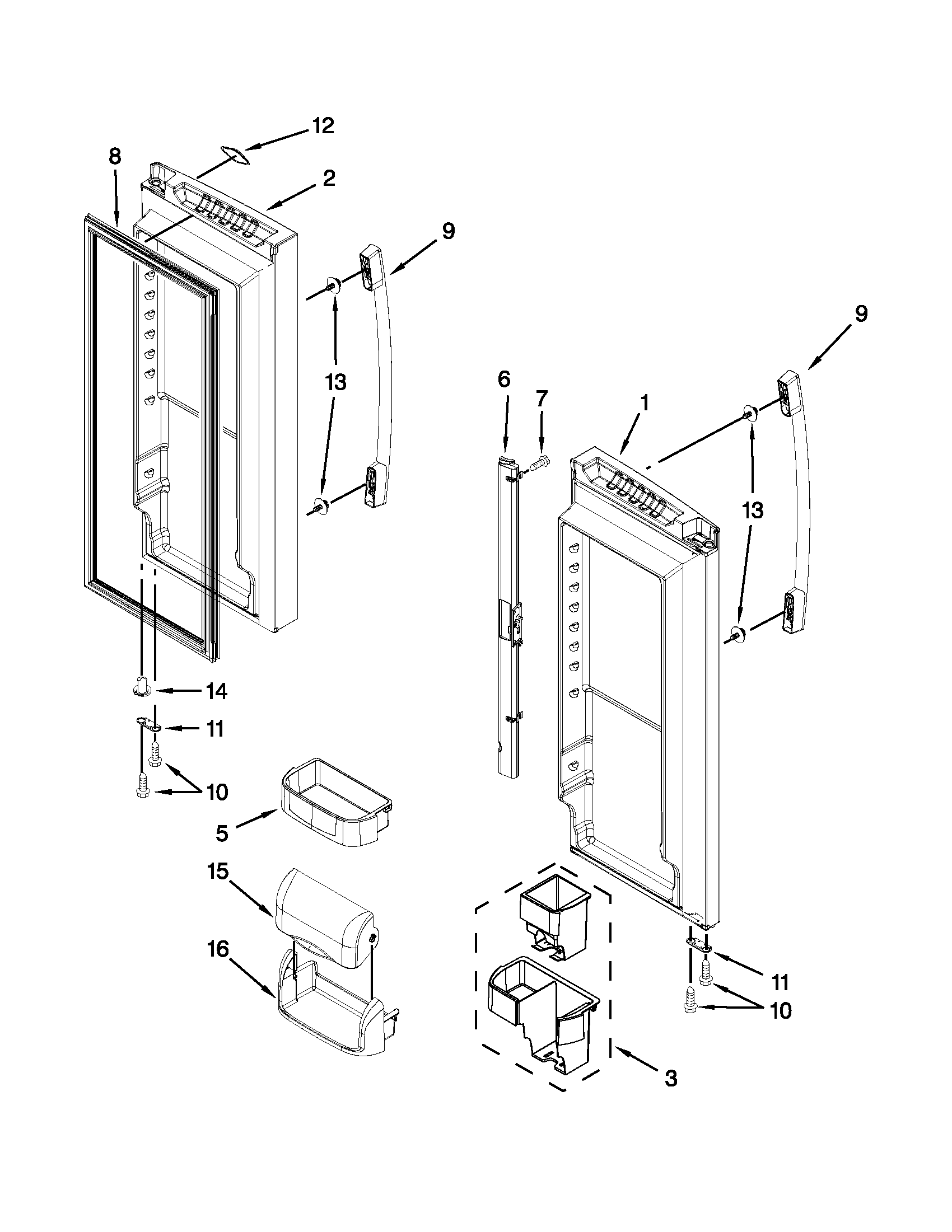 Whirlpool GX2FHDXVQ06 refrigerator door diagram