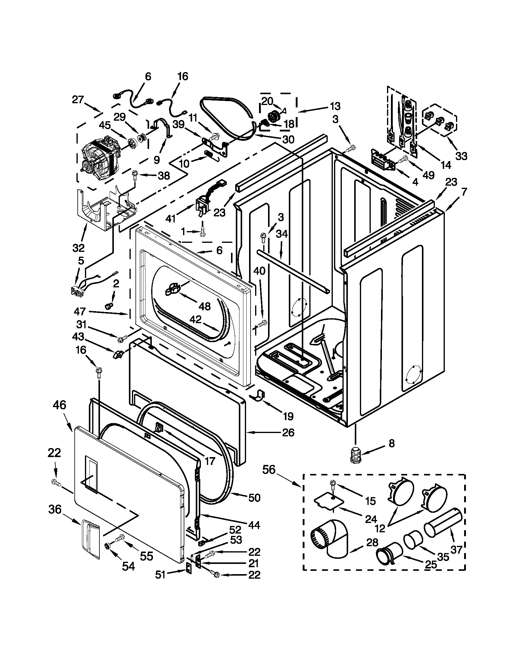 Maytag MEDX500XW1 cabinet parts diagram