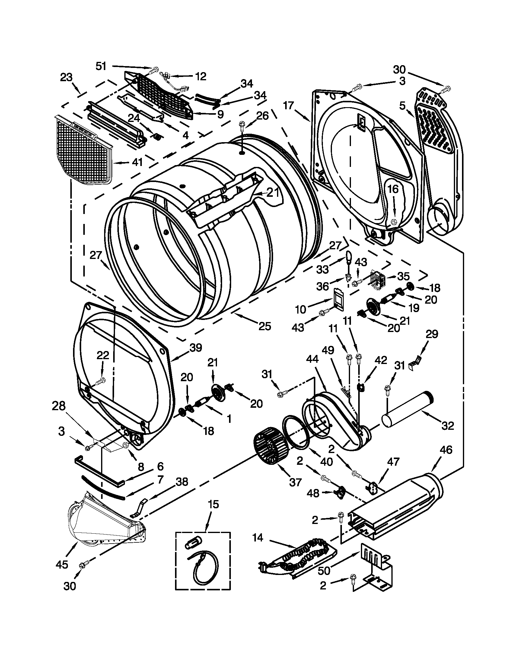 Maytag MEDX500XW1 bulkhead parts diagram