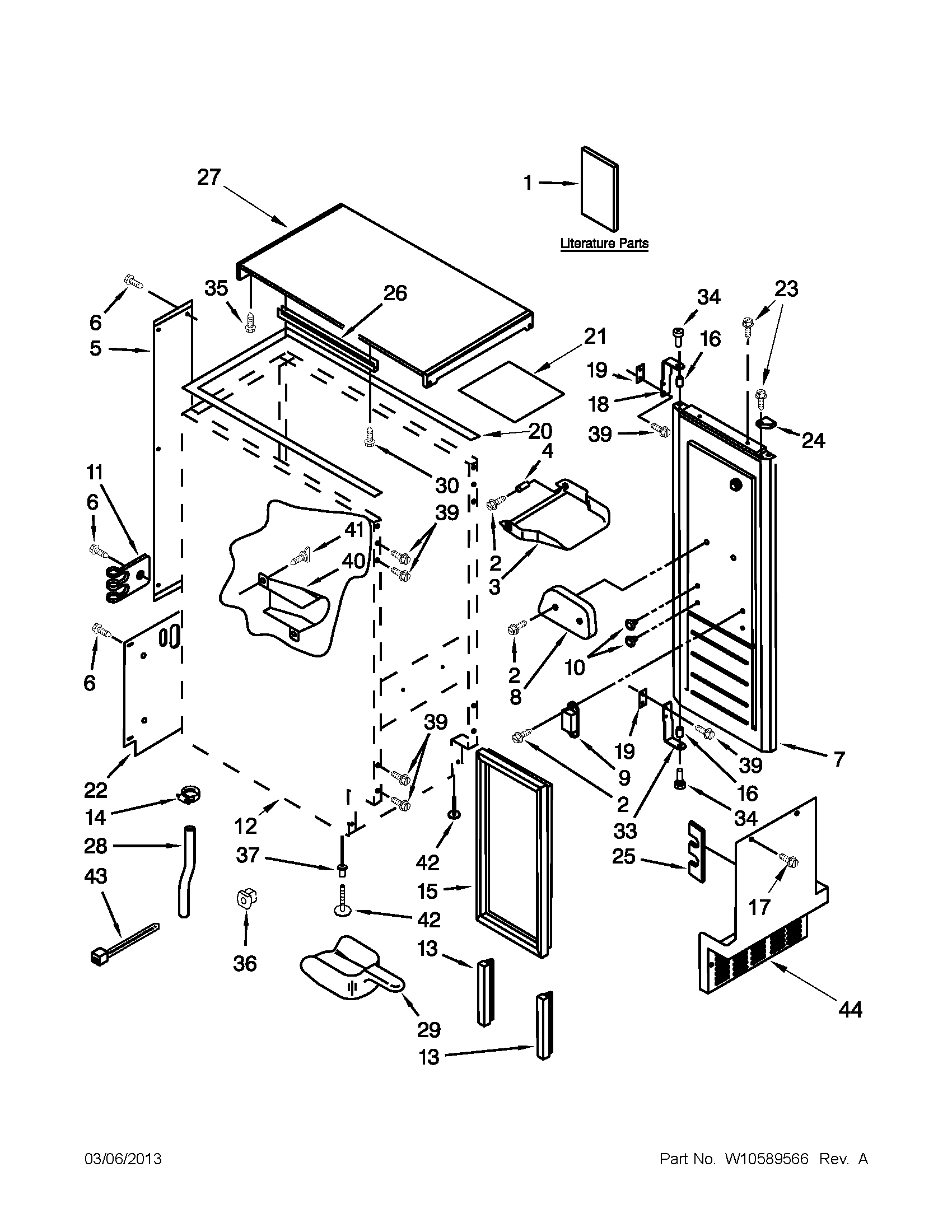 Jenn-Air JIM158XXCX2 cabinet liner and door parts diagram