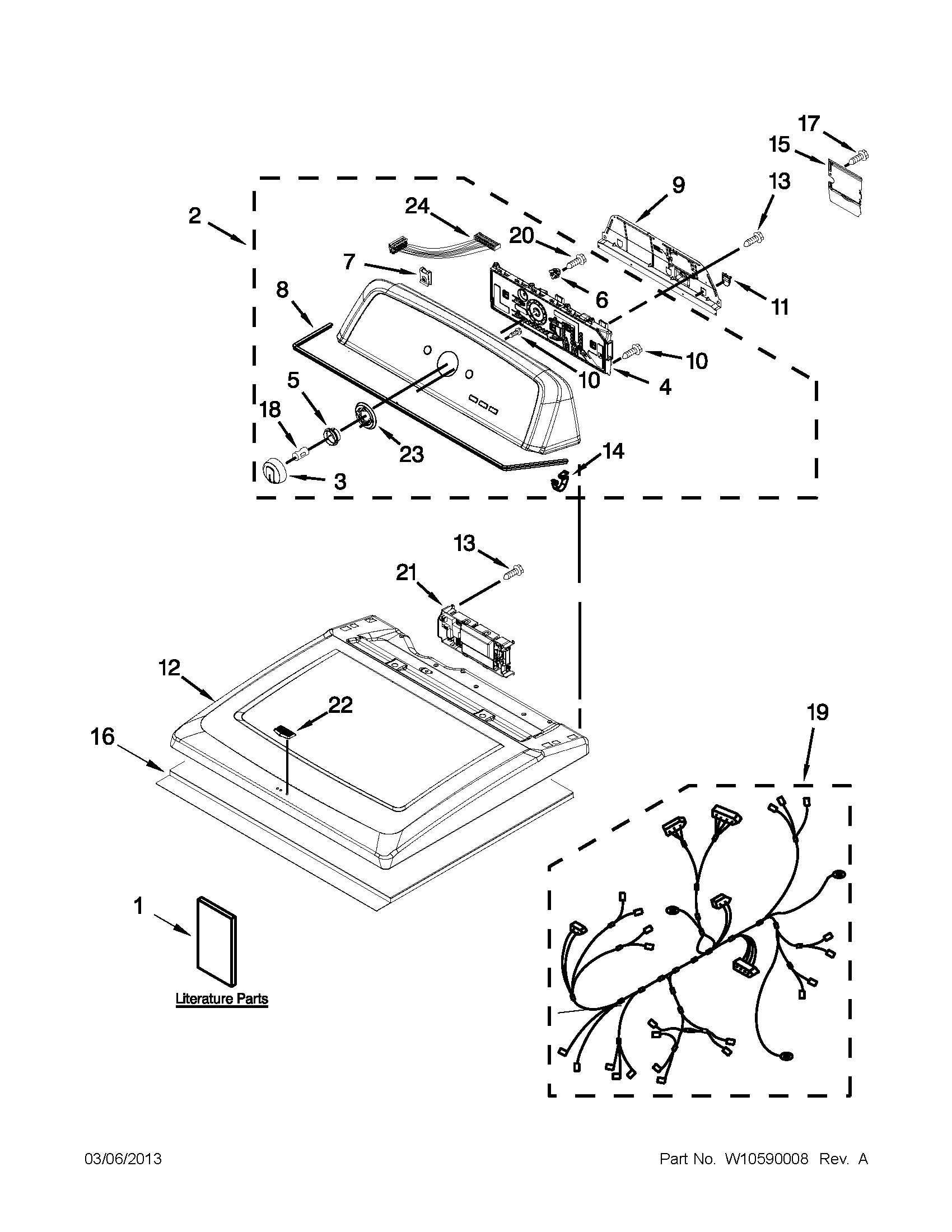 Maytag MEDX700XL1 top and console parts diagram