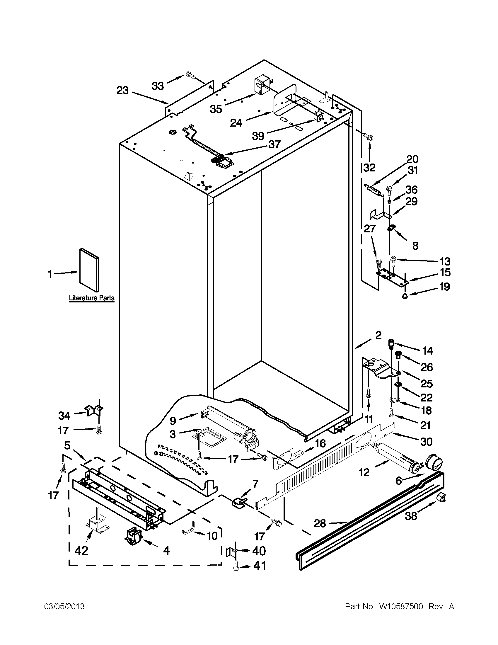 KitchenAid KSSO36FTX17 cabinet parts diagram