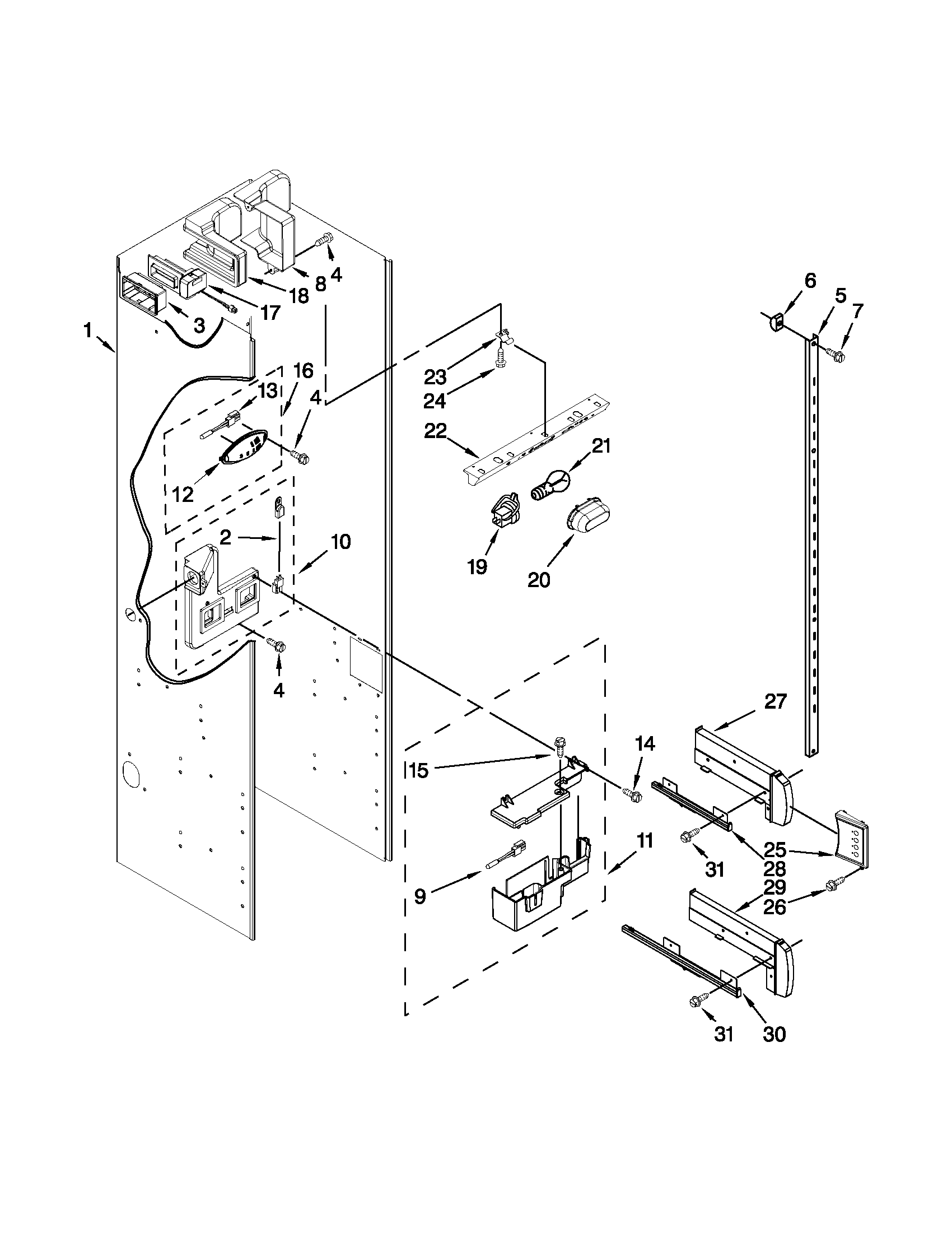 KitchenAid KSSO36FTX17 refrigerator liner parts diagram