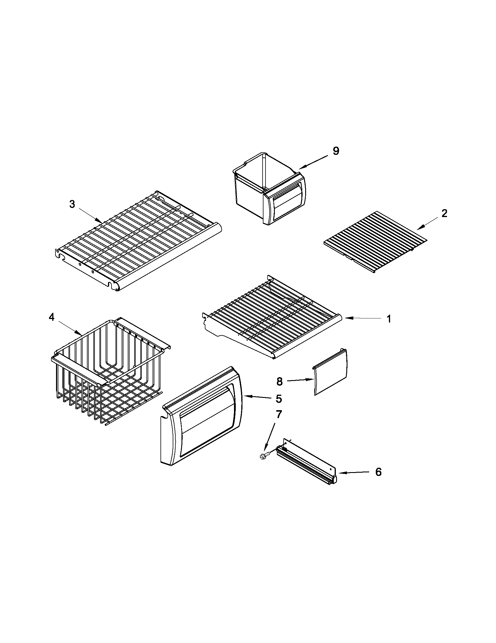 KitchenAid KSSO36FTX17 freezer shelf parts diagram