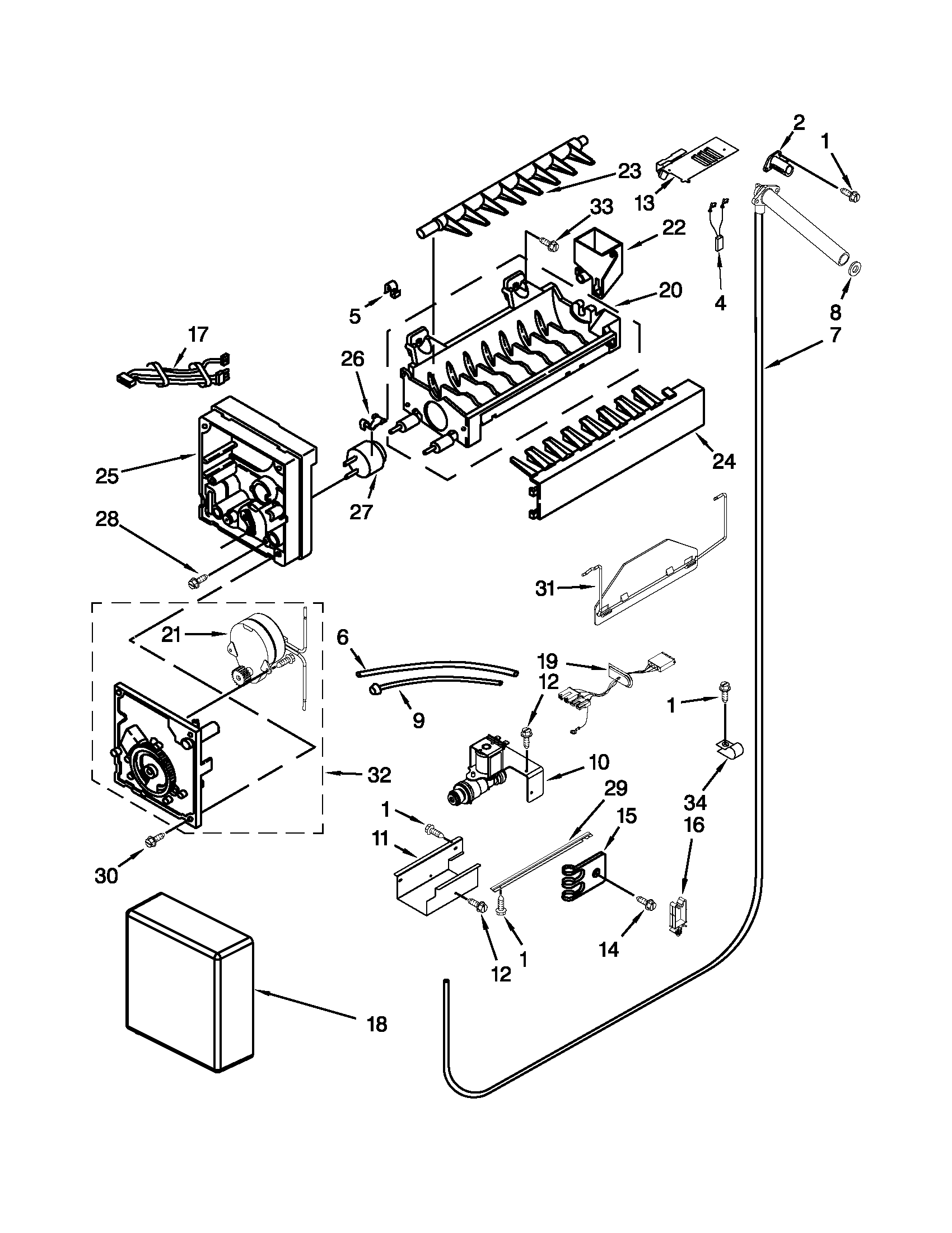 KitchenAid KSSO36FTX17 icemaker parts diagram
