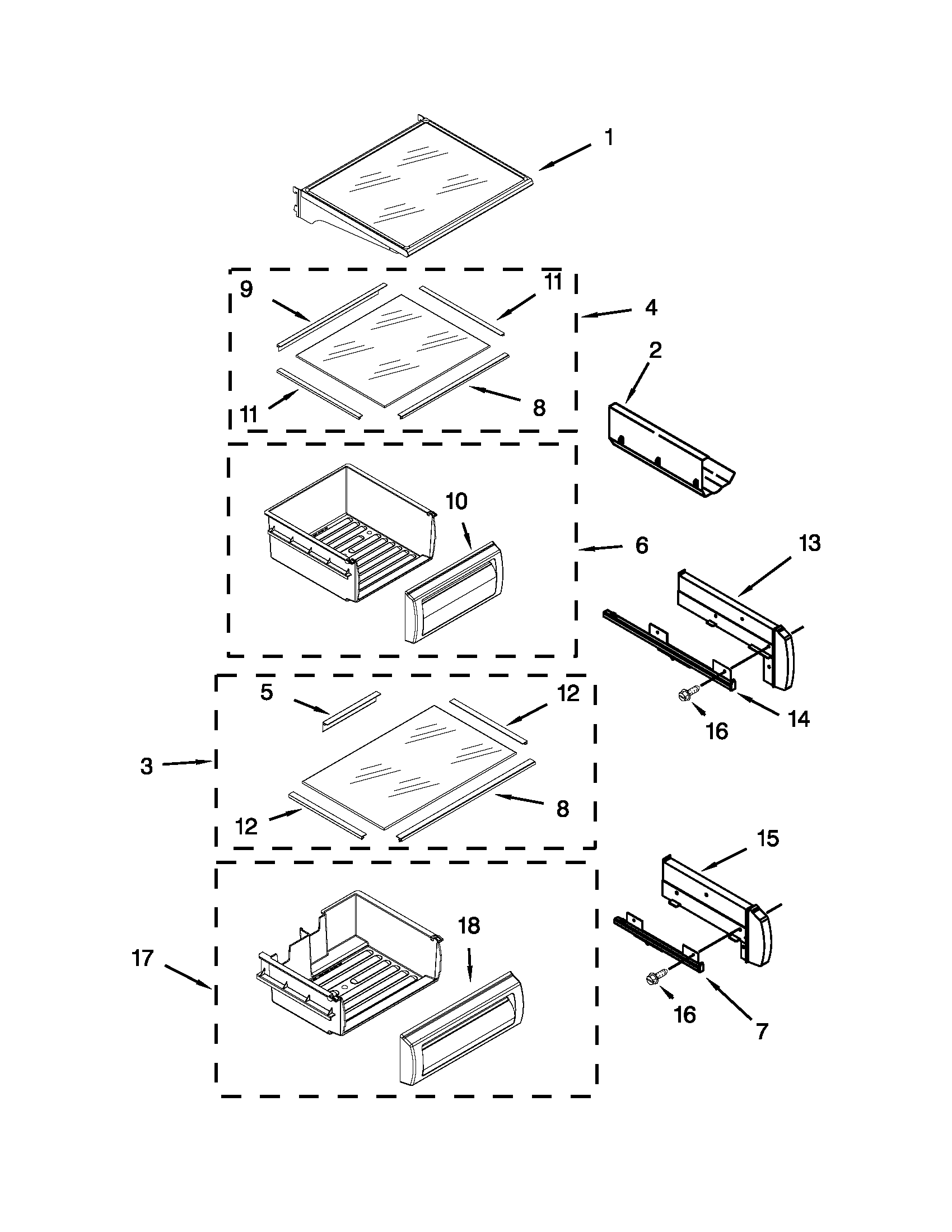 KitchenAid KSSC42QTS17 refrigerator shelf parts diagram
