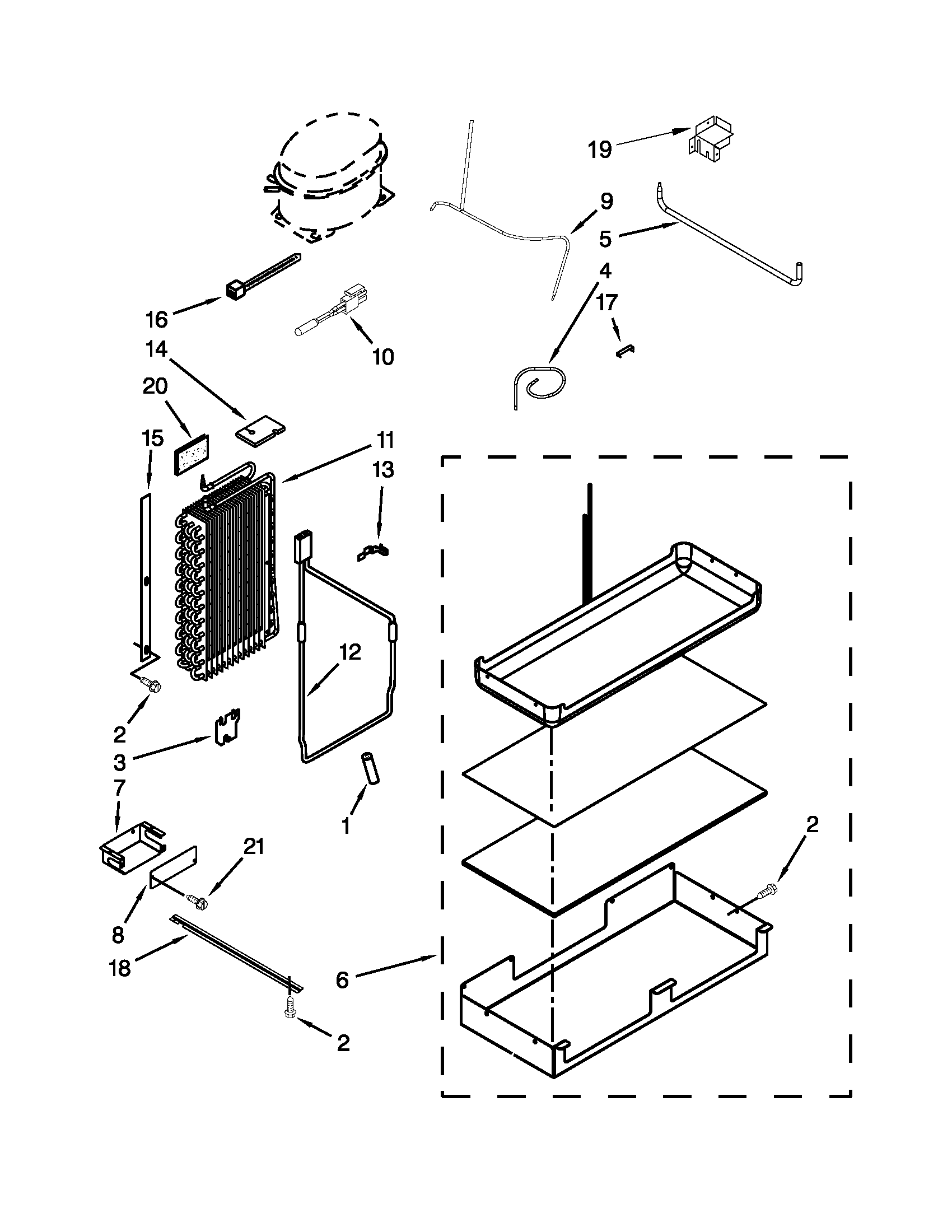 KitchenAid KSSC42QTS17 lower unit & tube parts diagram