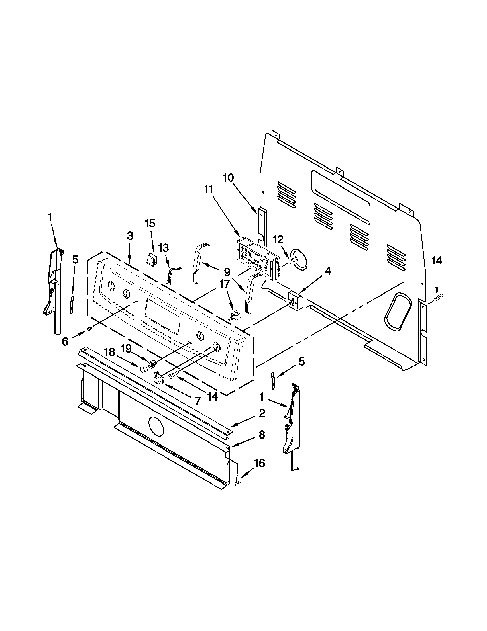 Maytag MER7664XB0 control panel parts diagram