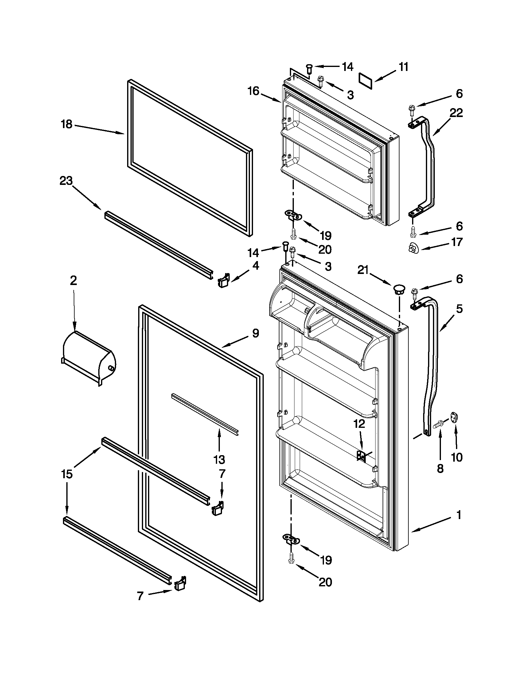 Amana A8TXNGFXW02 door parts diagram