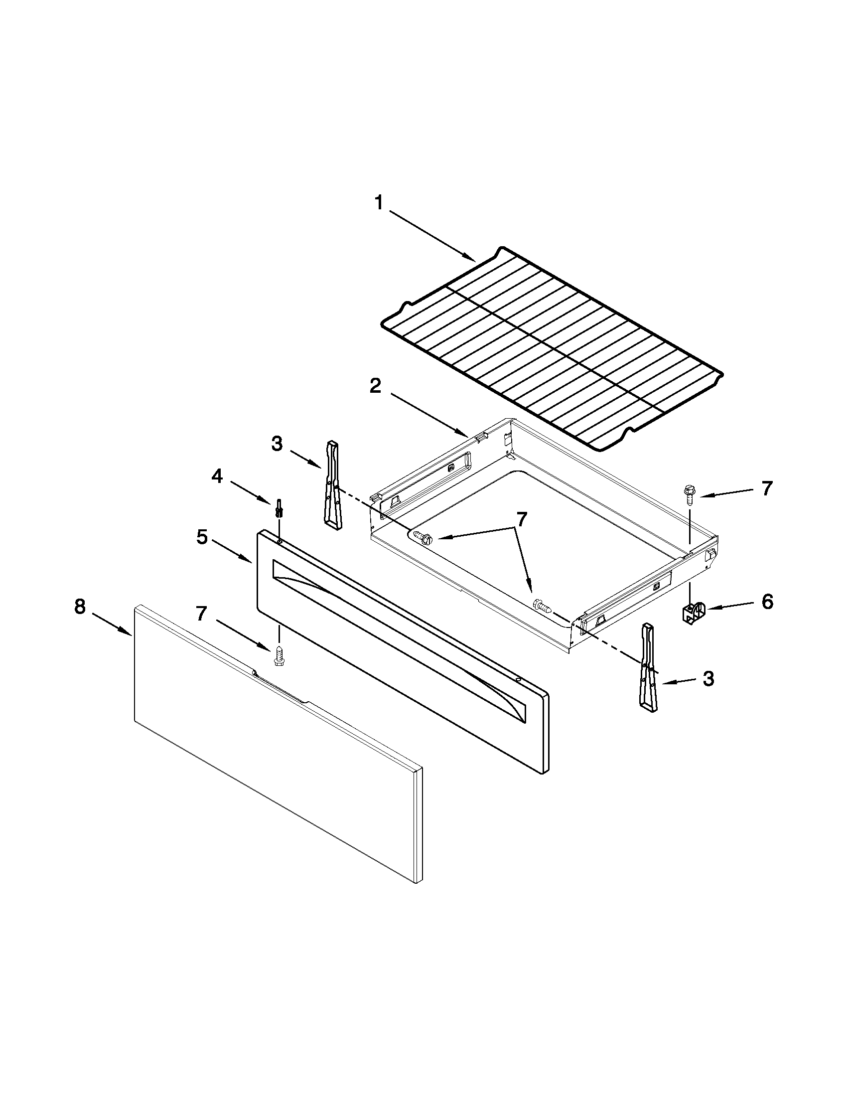 Whirlpool YWFC150M0AB0 drawer & broiler parts diagram