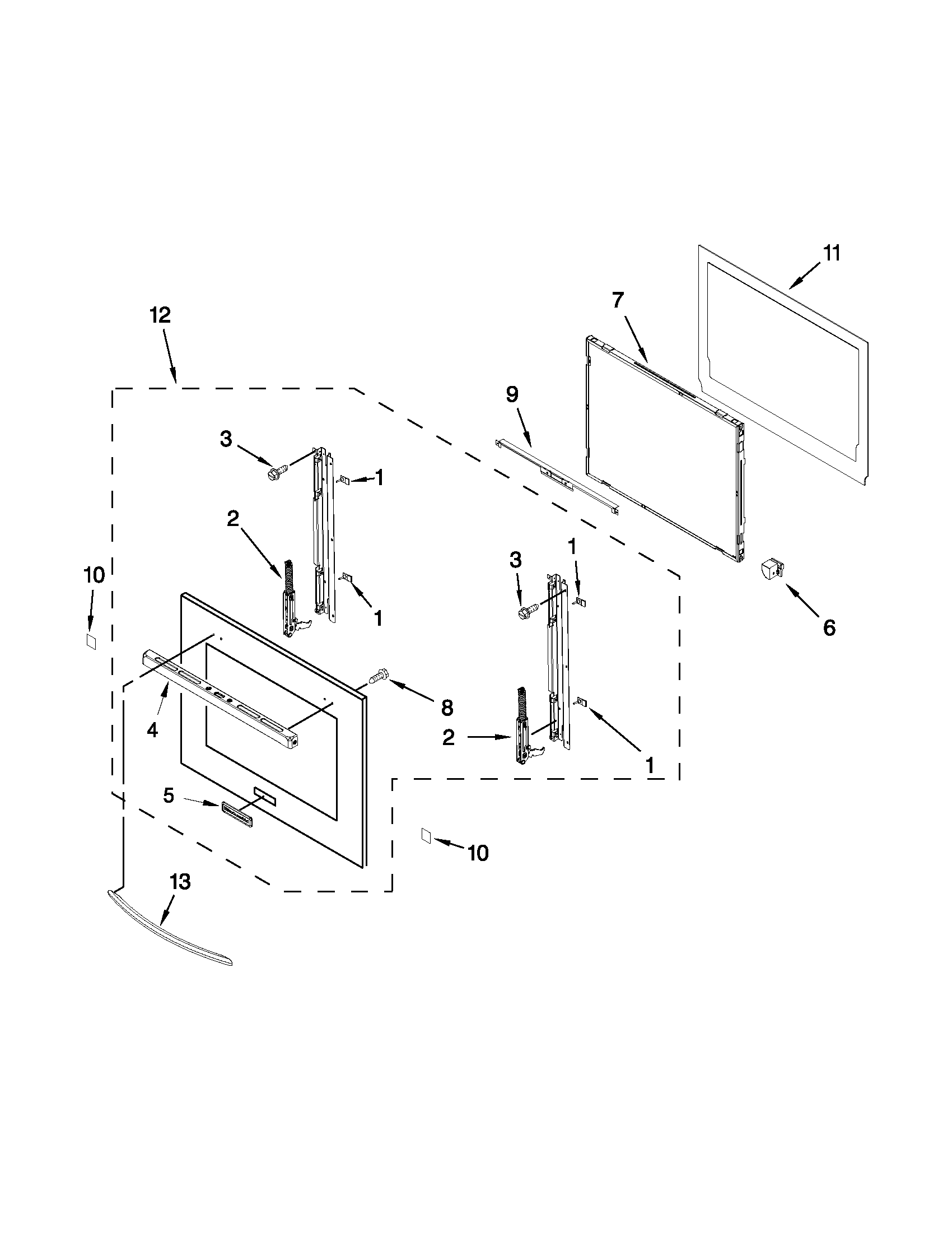 KitchenAid KEBS277BSS00 oven door parts diagram