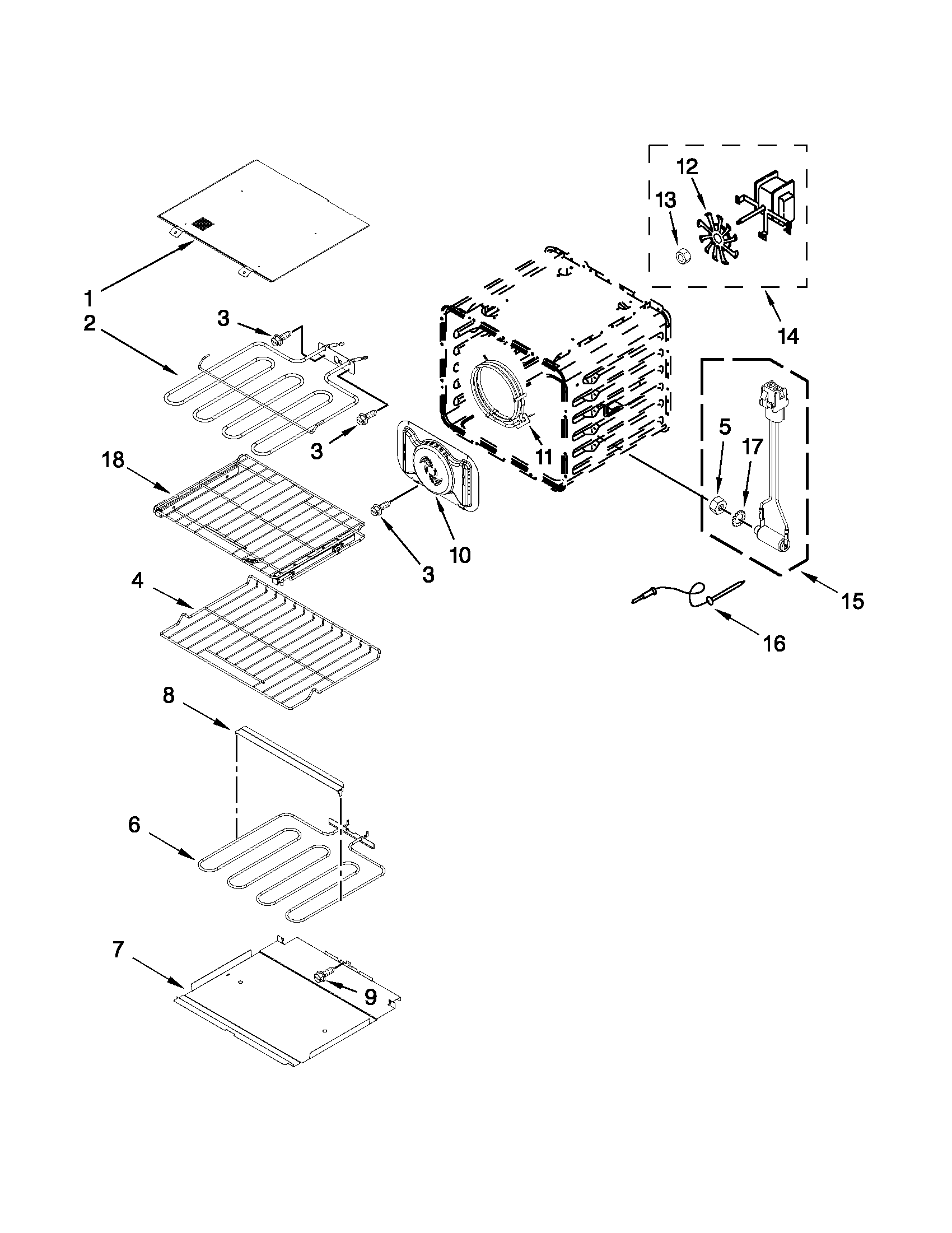 KitchenAid KEBS277BSS00 internal oven parts diagram