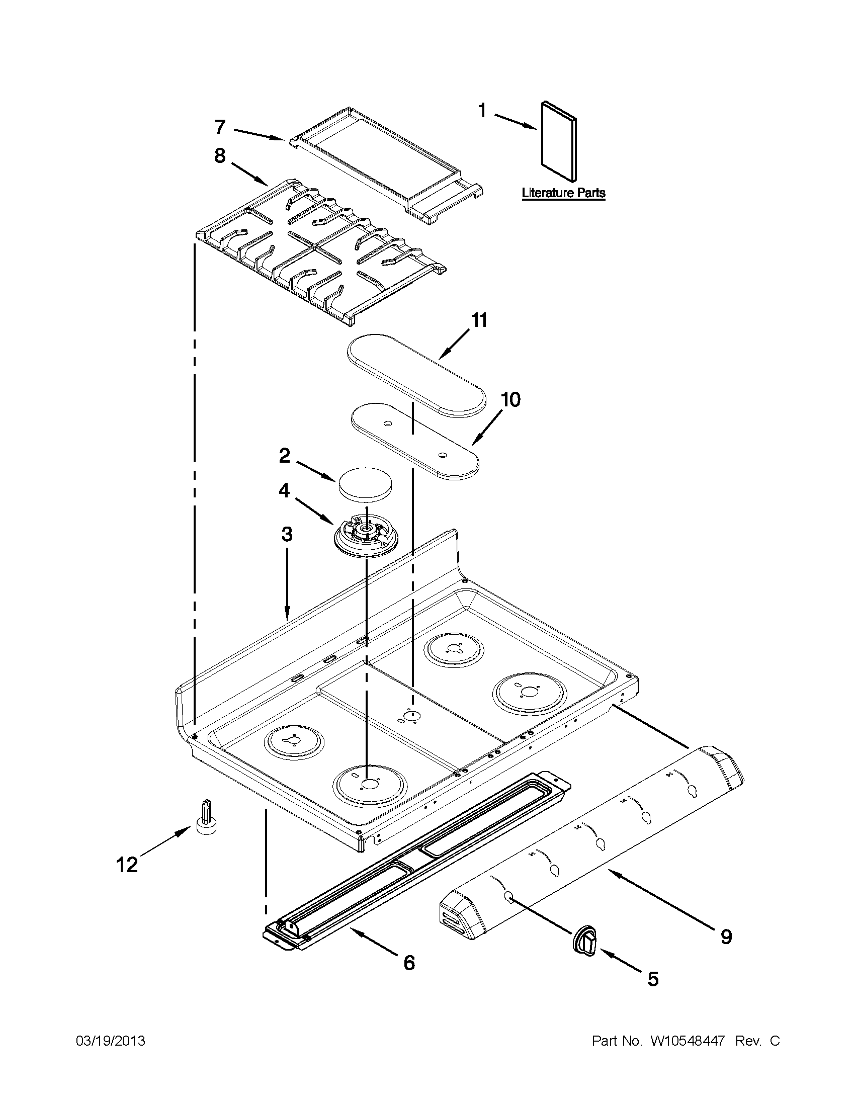 KitchenAid KGRS505XSS04 cooktop parts diagram