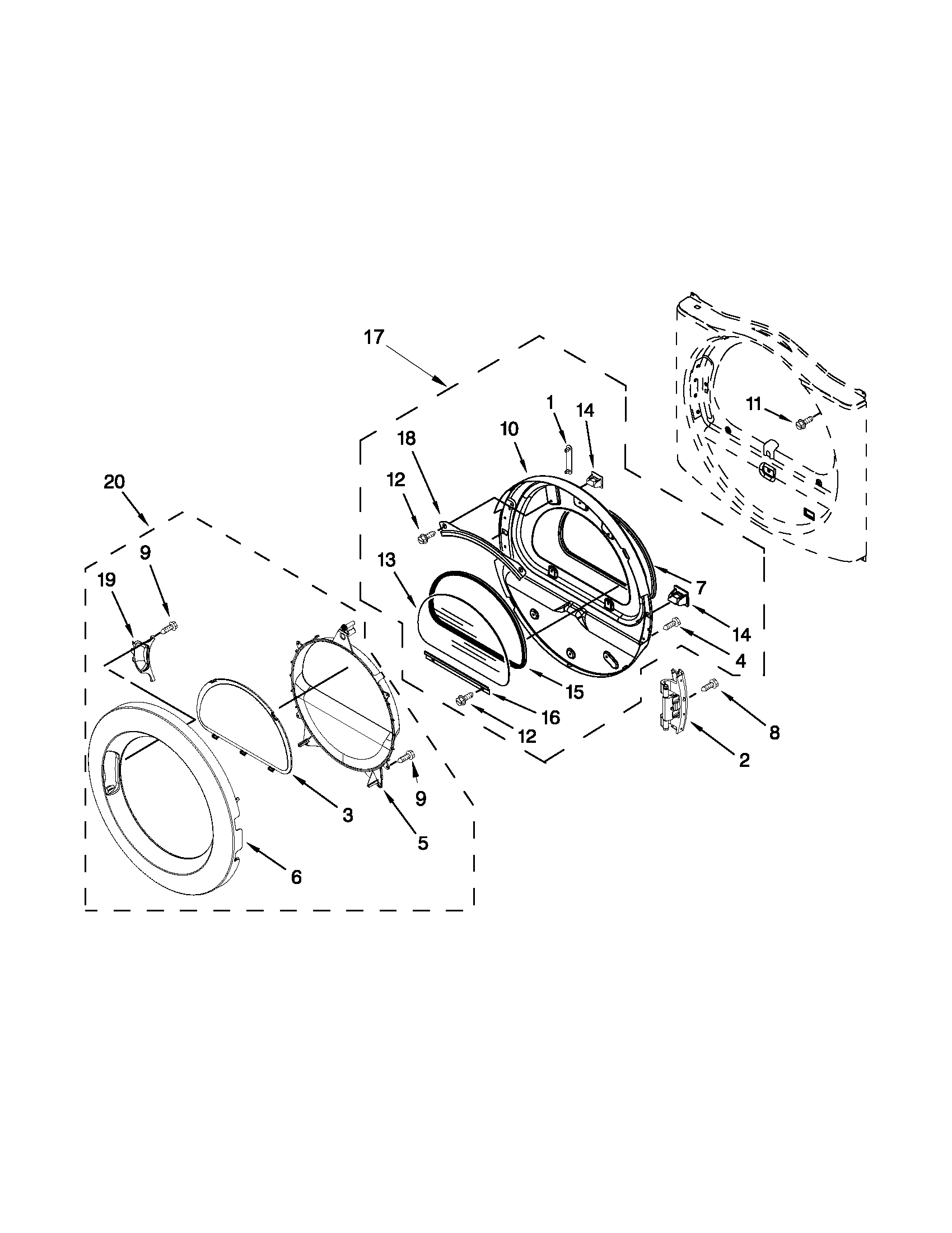 Inglis YIED7300WW2 door parts diagram