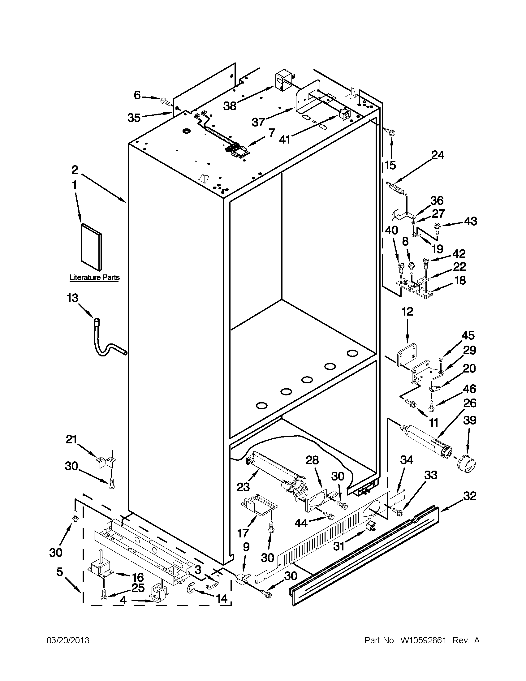 KitchenAid KBFC42FTS07 cabinet parts diagram
