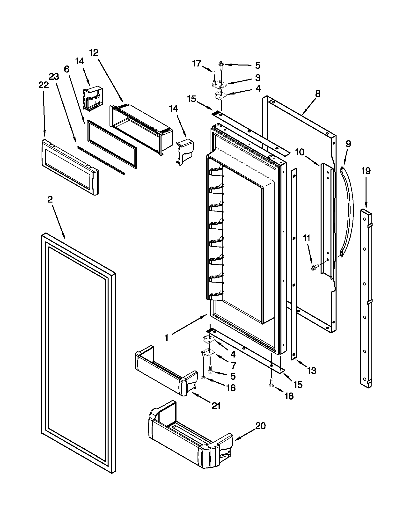 KitchenAid KBFC42FTS07 refrigerator door parts diagram