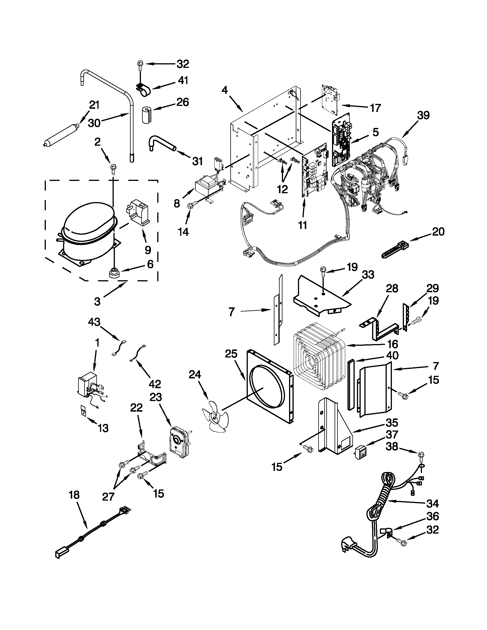 KitchenAid KBFC42FTS07 upper unit parts diagram