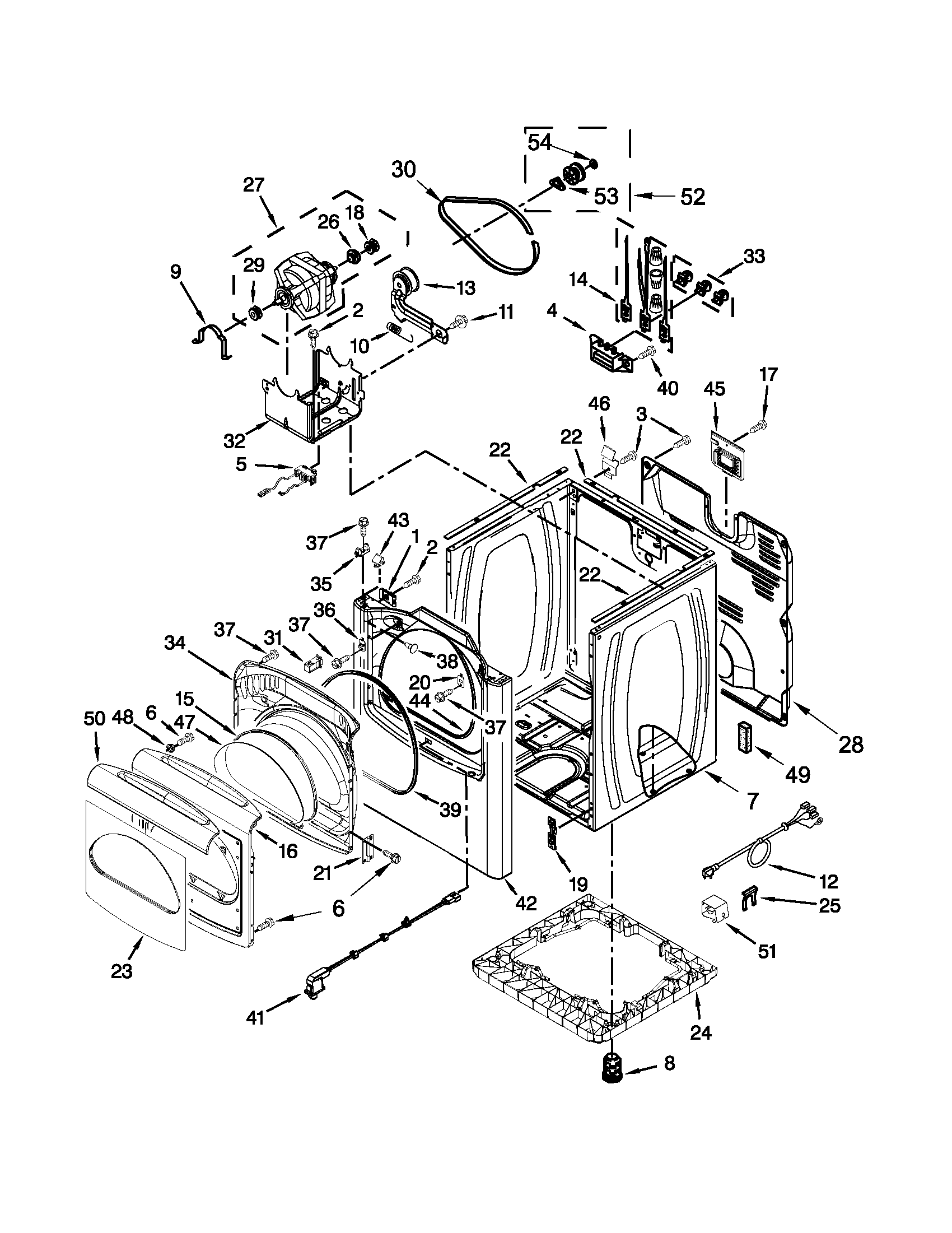 Whirlpool YWED8600YW2 cabinet parts diagram