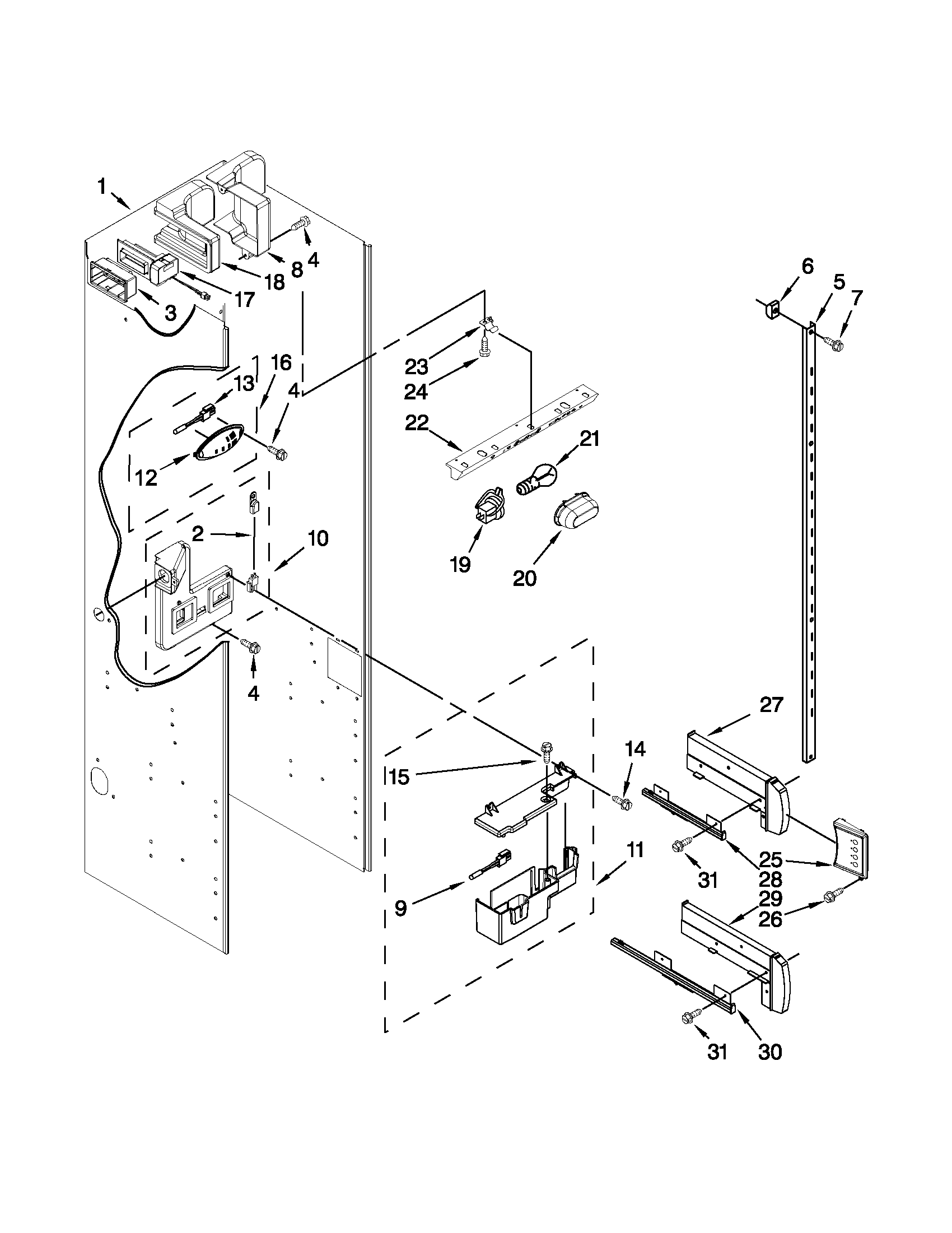 KitchenAid KSSO48FTX17 refrigerator liner parts diagram