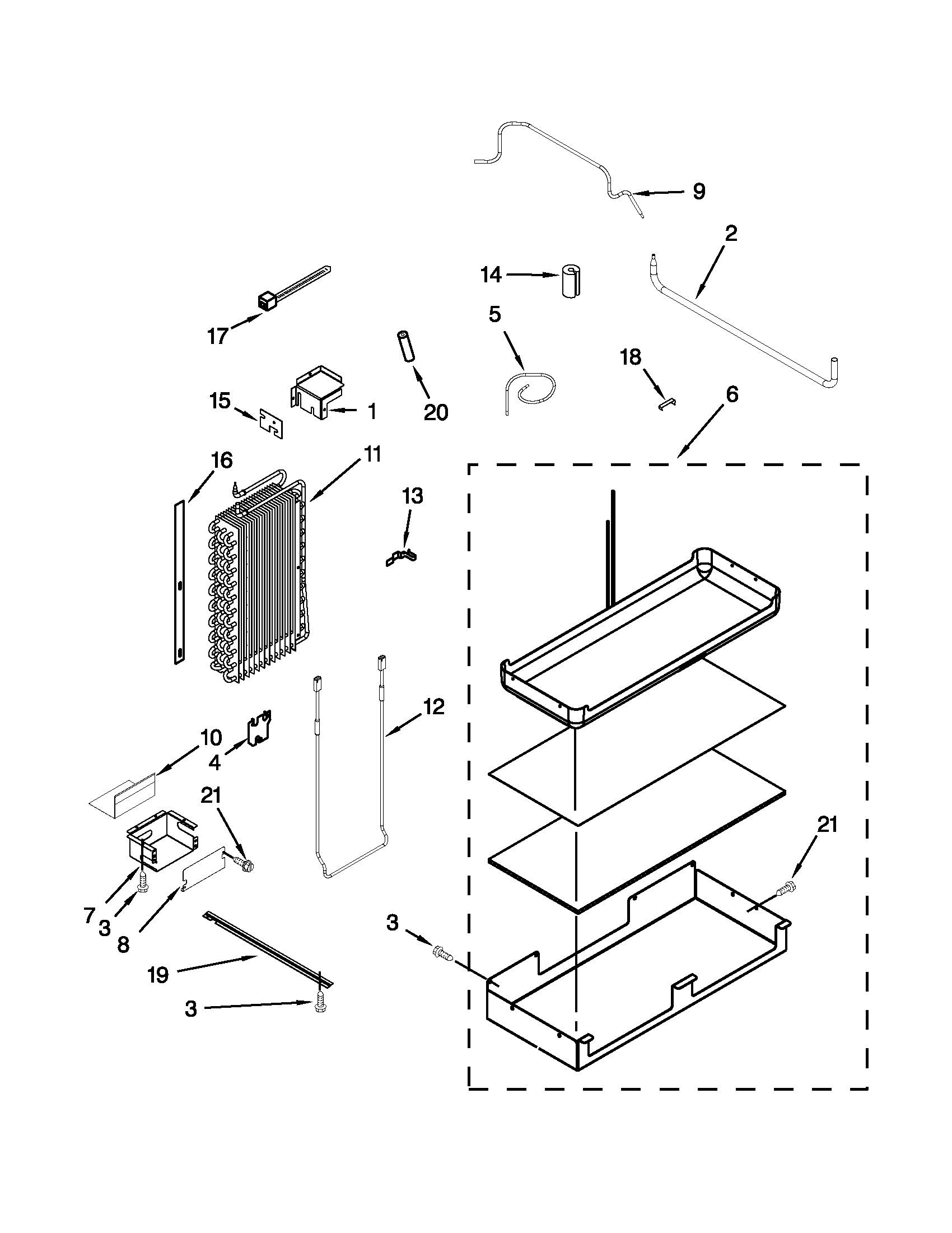 KitchenAid KSSO48FTX17 lower unit & tube parts diagram