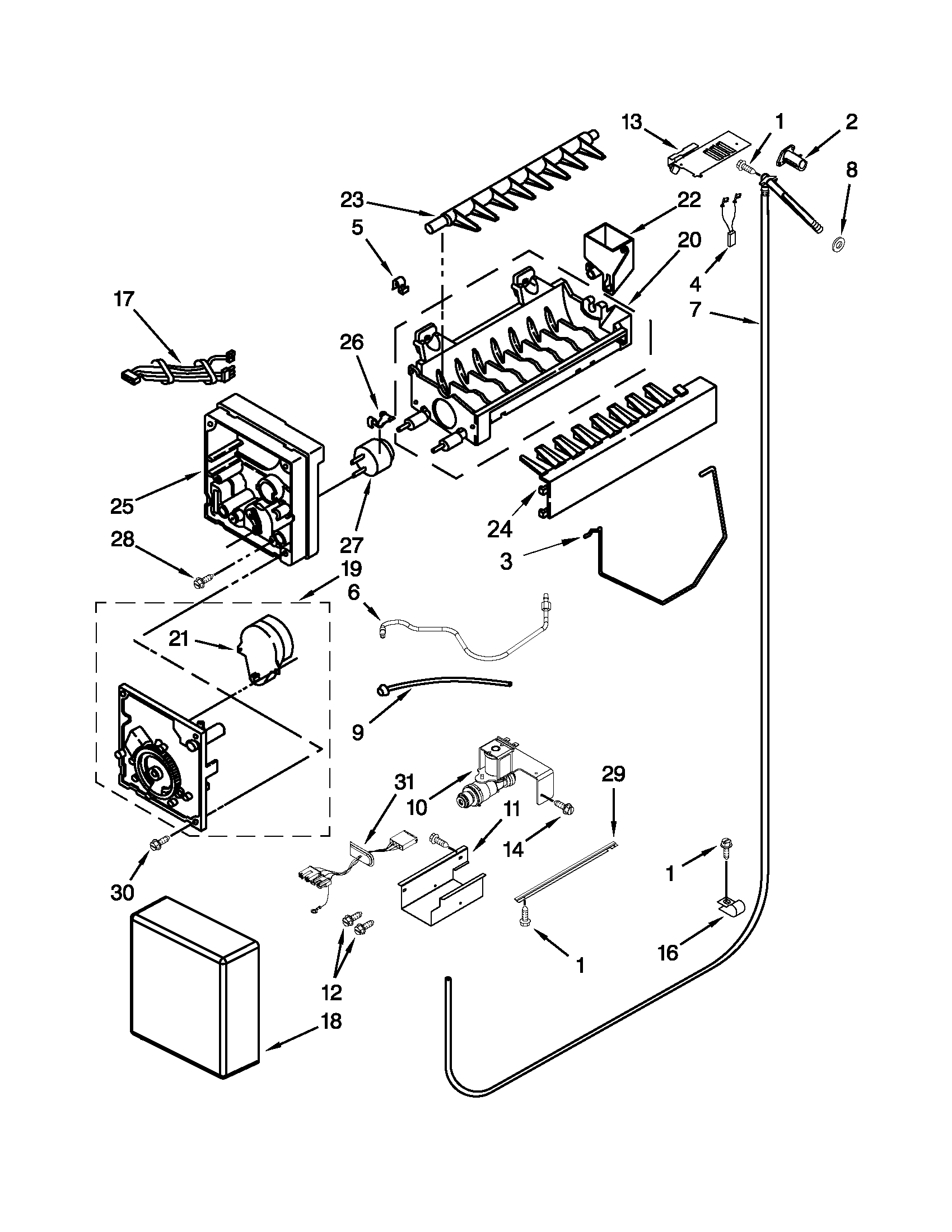 KitchenAid KSSO48FTX17 ice maker parts diagram
