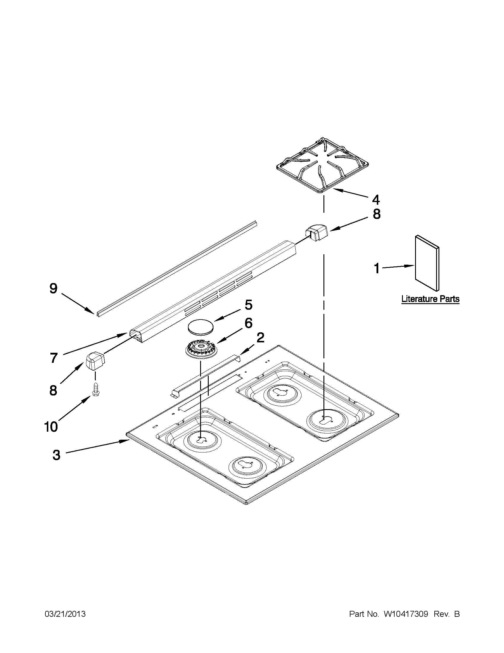 Maytag MGS5752BDW20 cooktop parts diagram