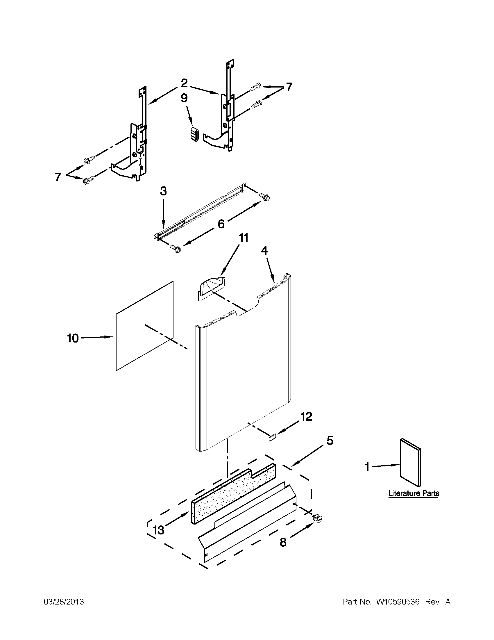 Maytag MDB4709PAM2 door and panel parts diagram