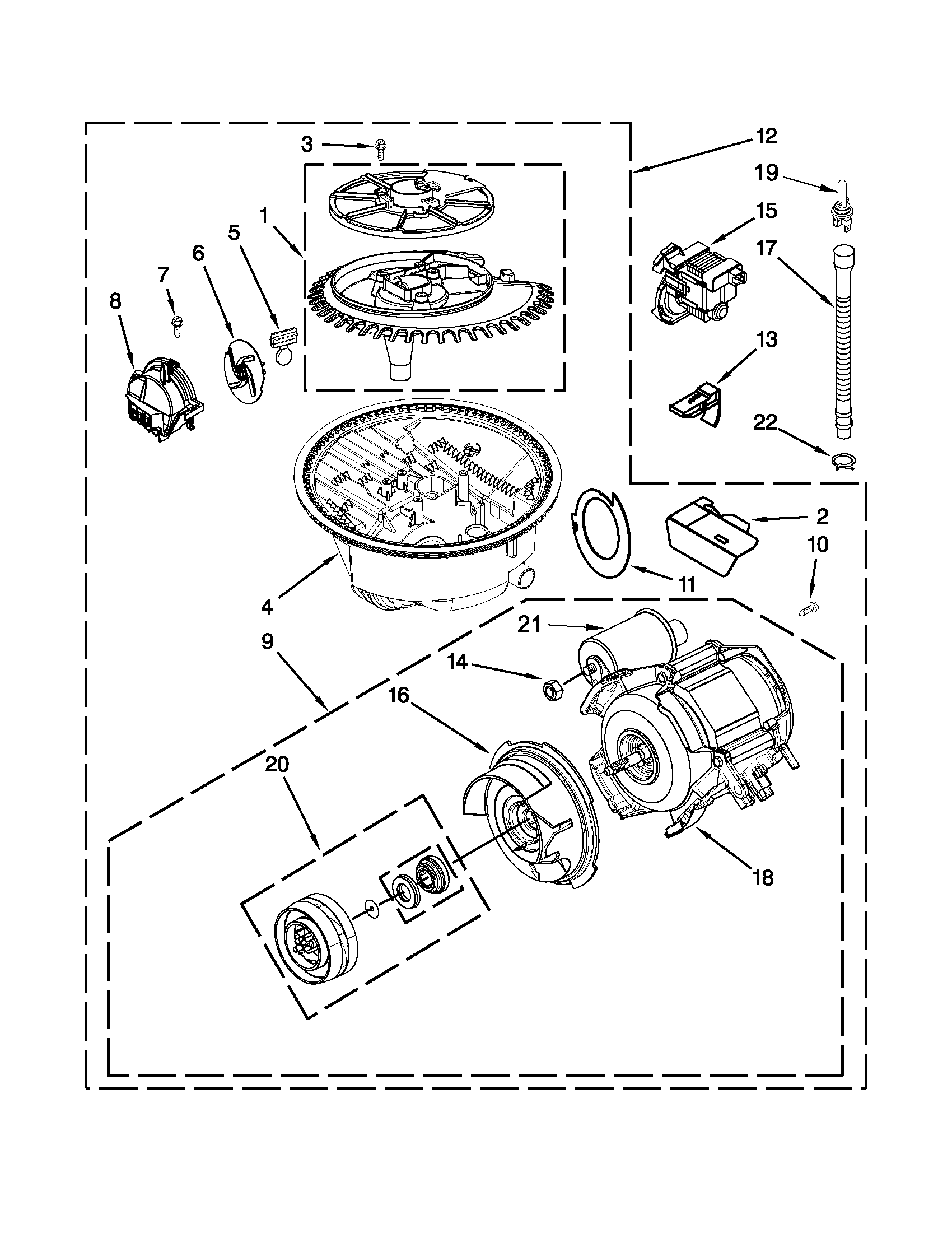 Maytag MDB4709PAM2 pump and motor parts diagram
