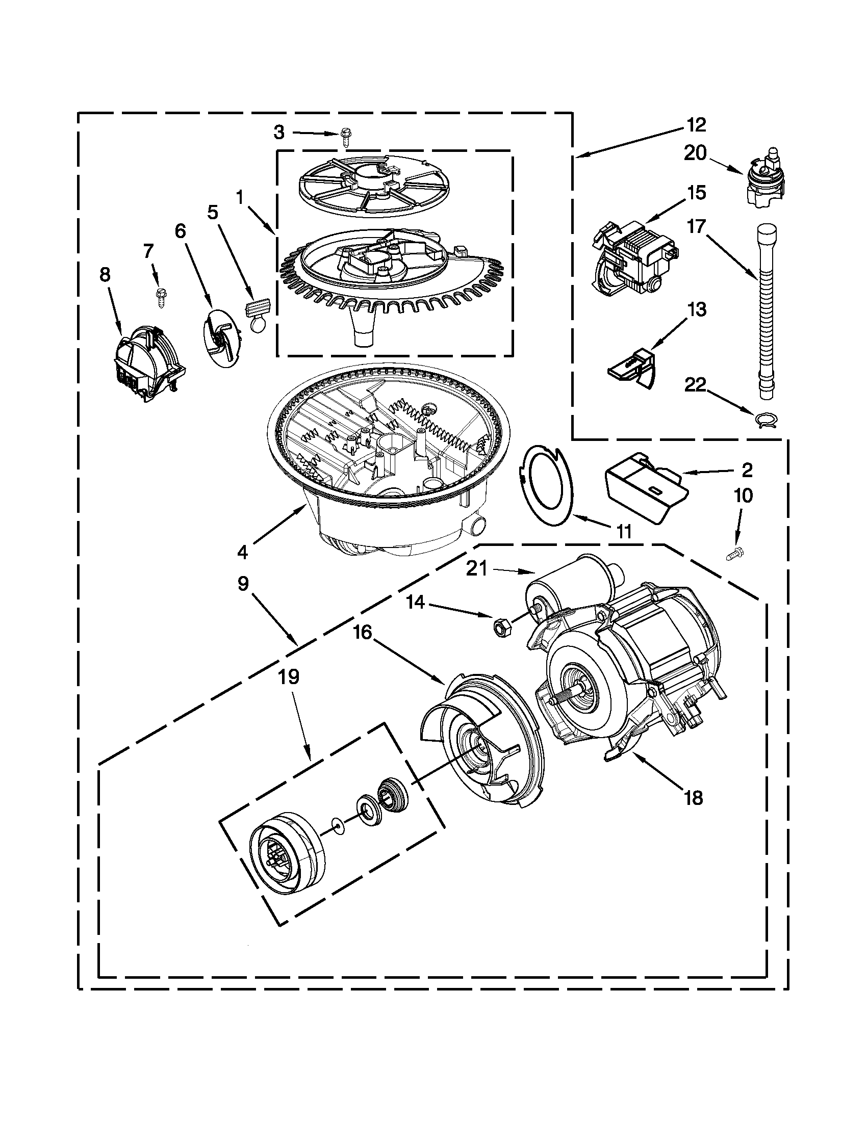 Maytag MDB7749SBM1 pump and motor parts diagram